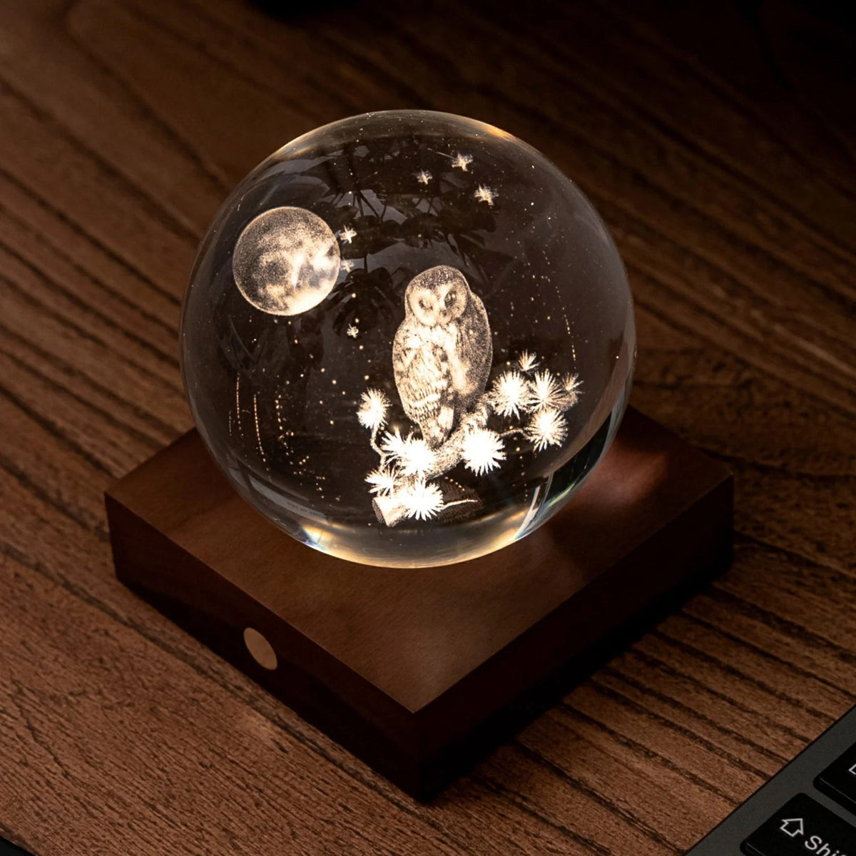 AMBER CRYSTAL OWL MOON LAMP
