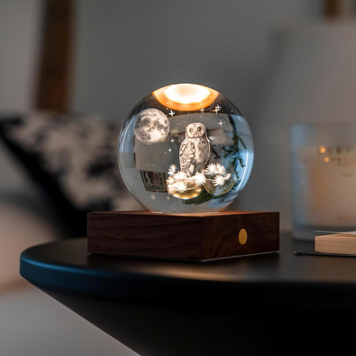 AMBER CRYSTAL OWL MOON LAMP