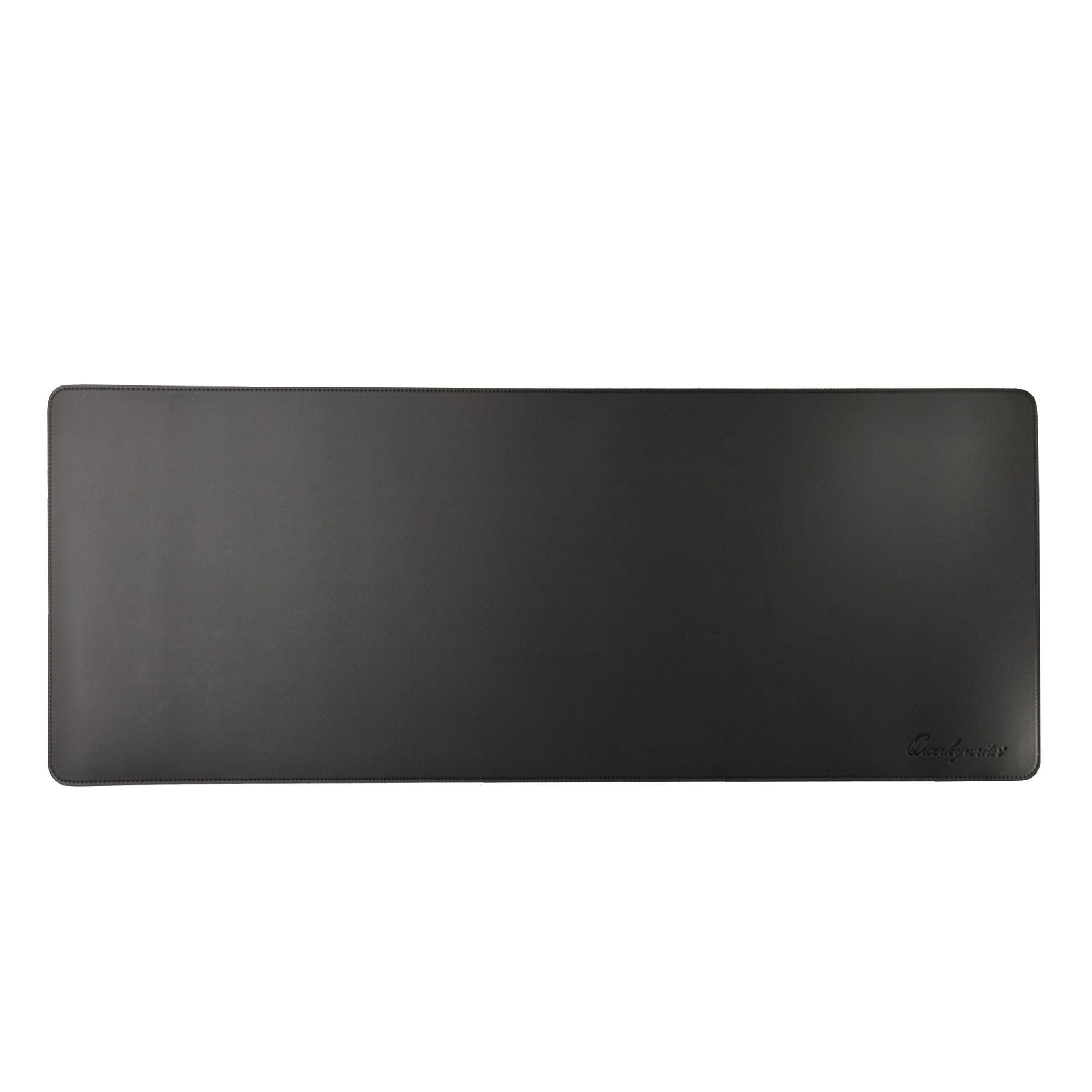 Black desk mat on a white background