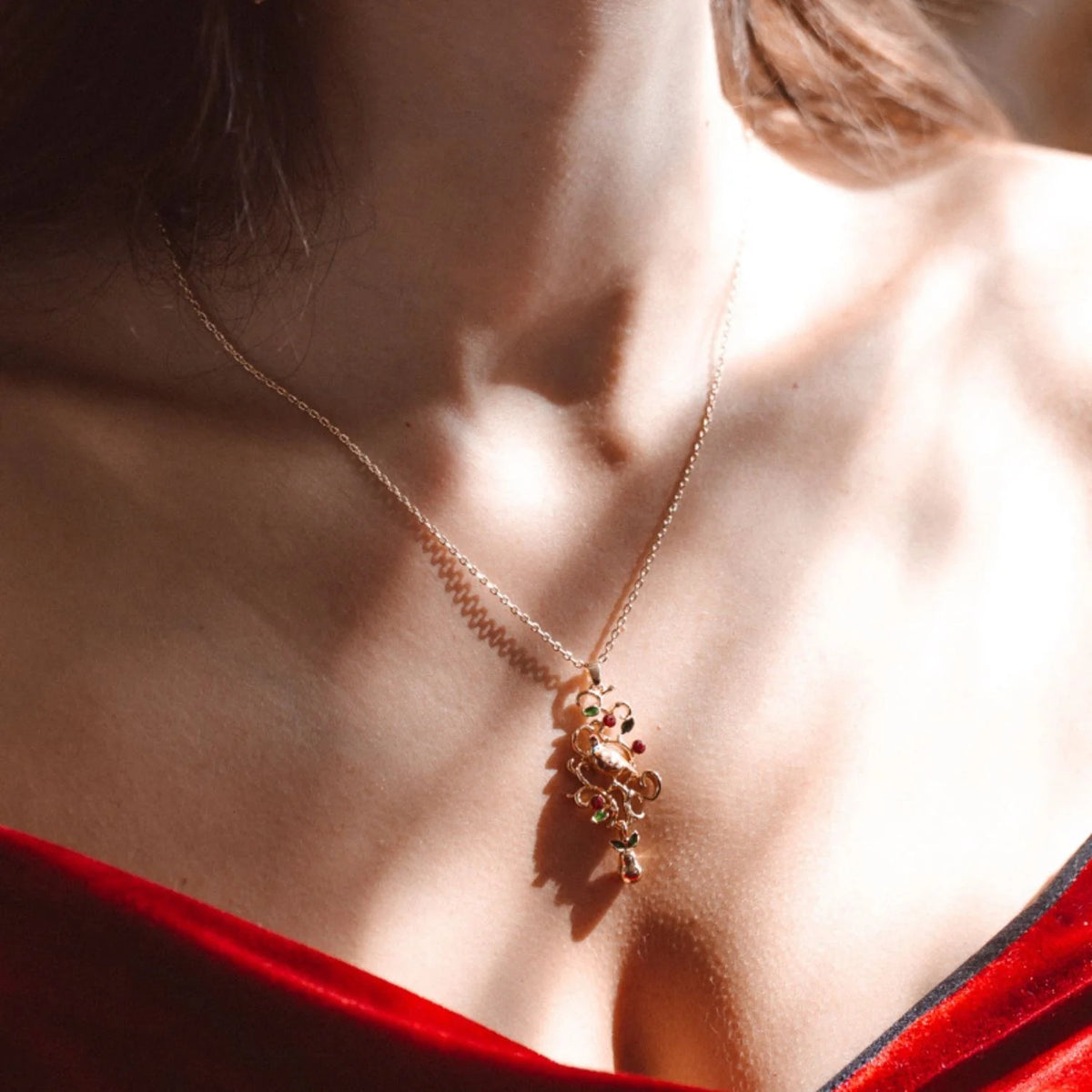 PARTRIDGE AND PEAR TREE LATTICE PENDANT