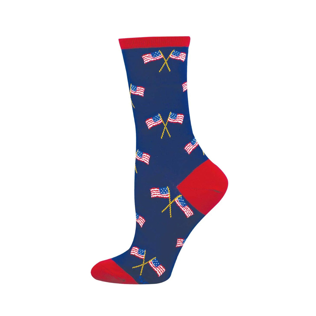 Sock with American flag pattern on a white background