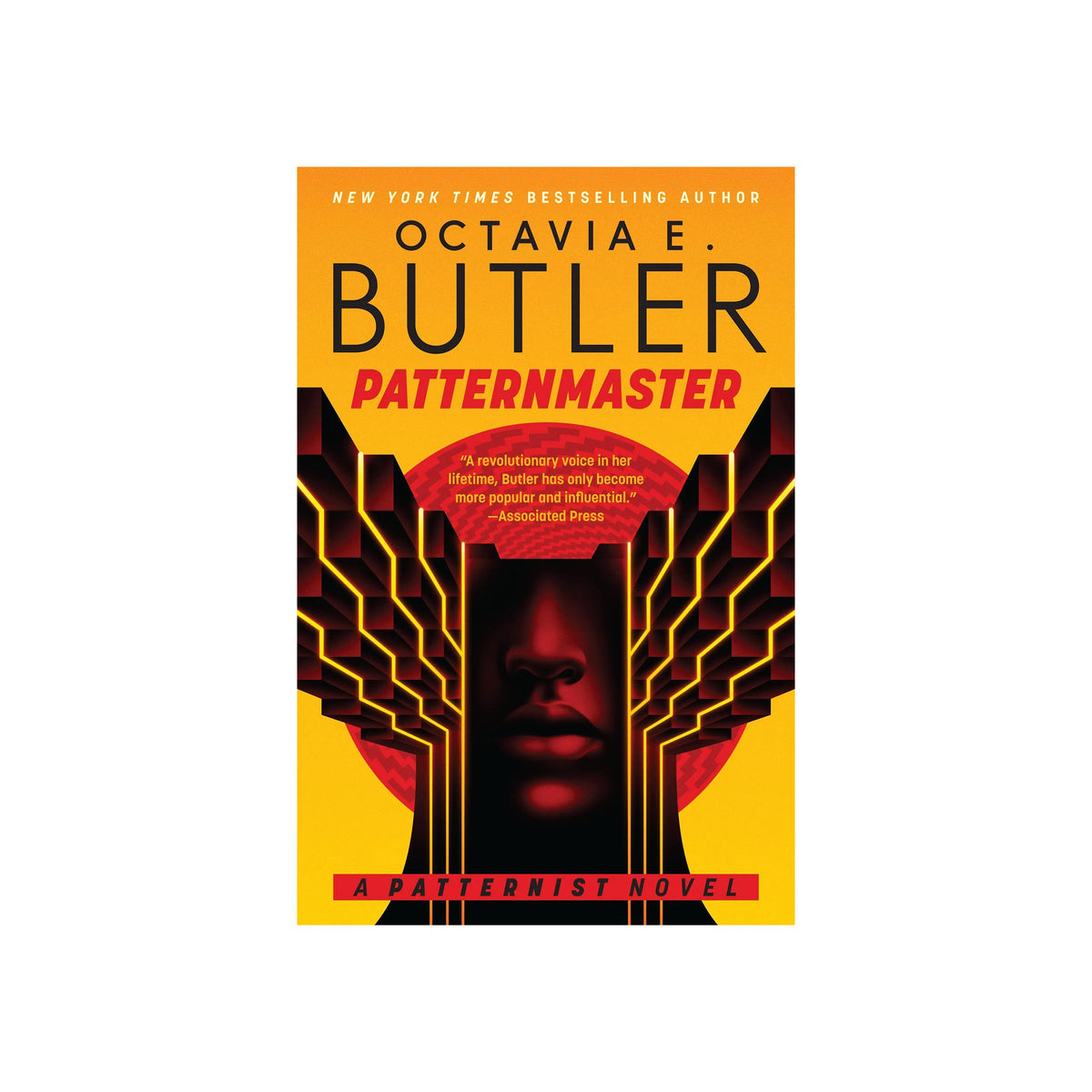 Book cover of 'Patternmaster' by Octavia E. Butler with a yellow background and red accents.