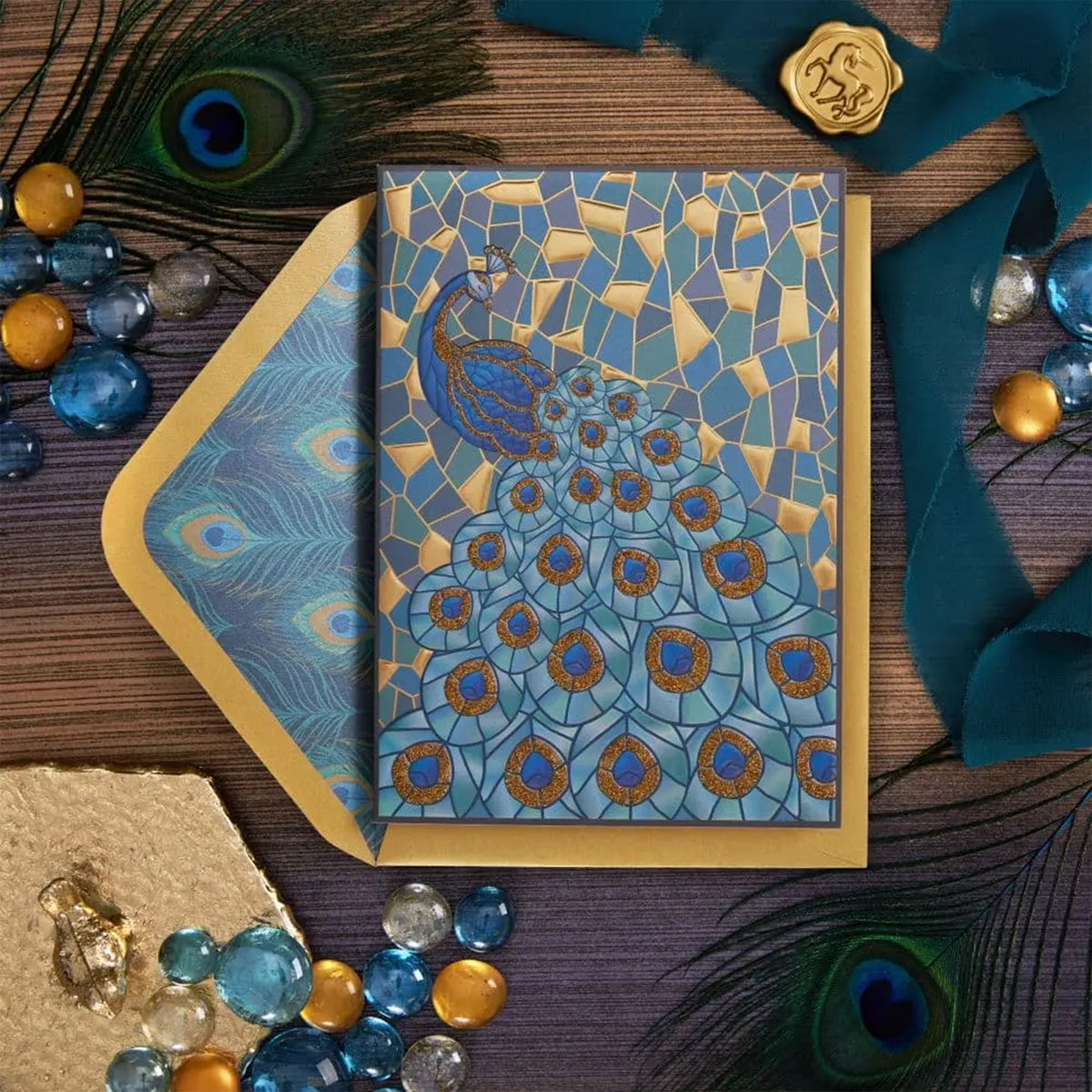 PEACOCK MOSAIC NOTECARD