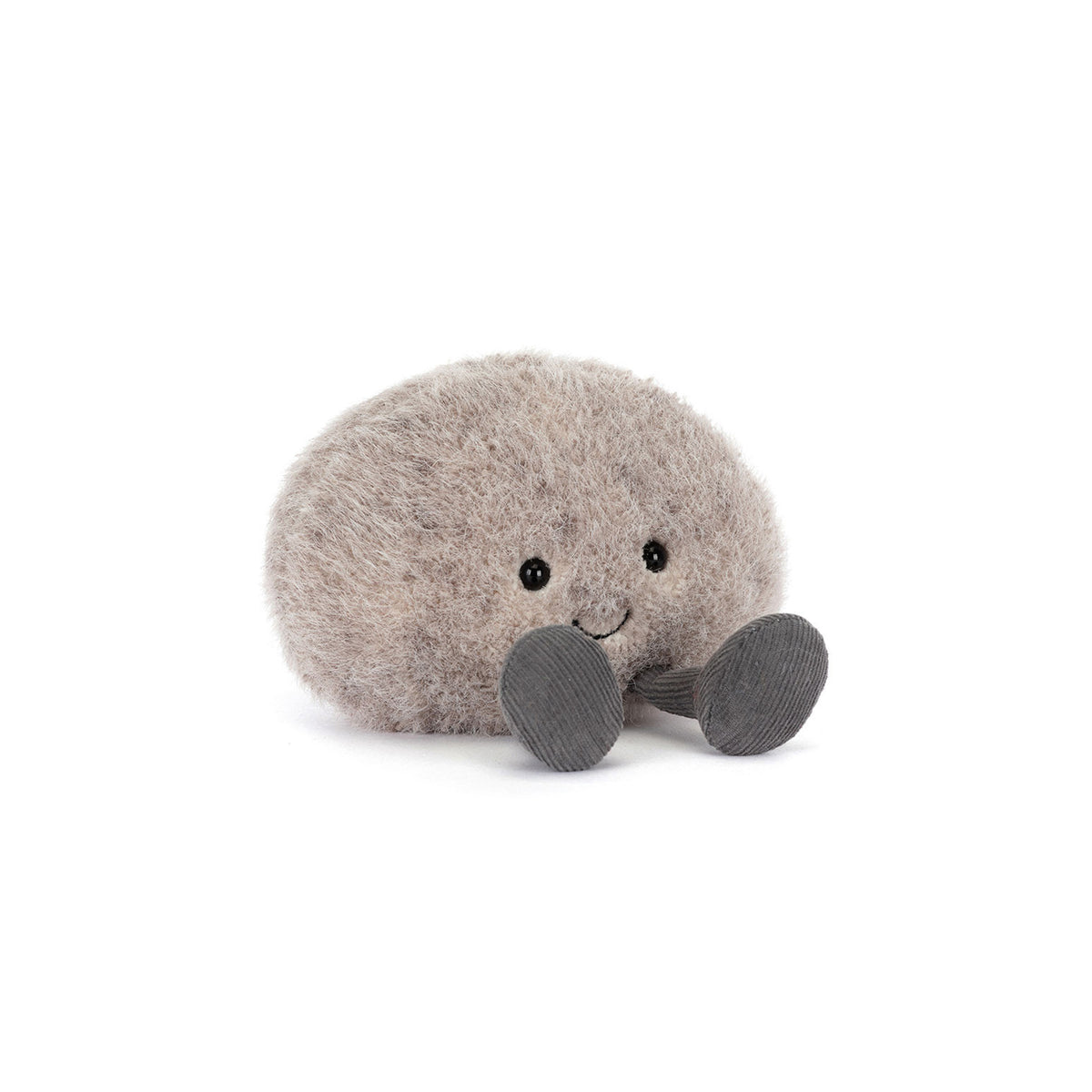 Plush toy Jellycat pebble with a smiling face on a white background