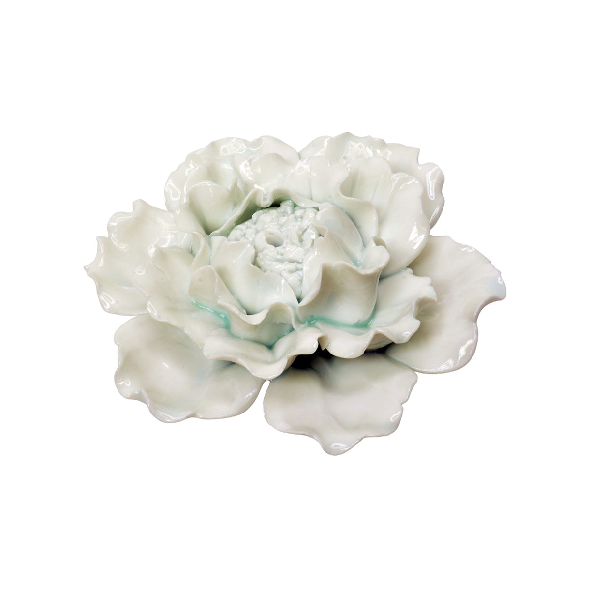 White ceramic flower incense holder on a white background