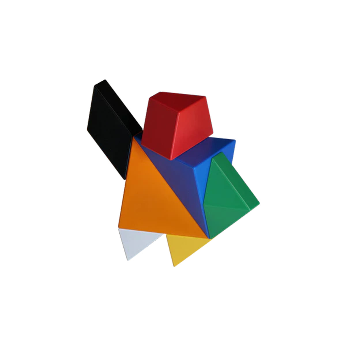 Colorful geometric shapes on a white background