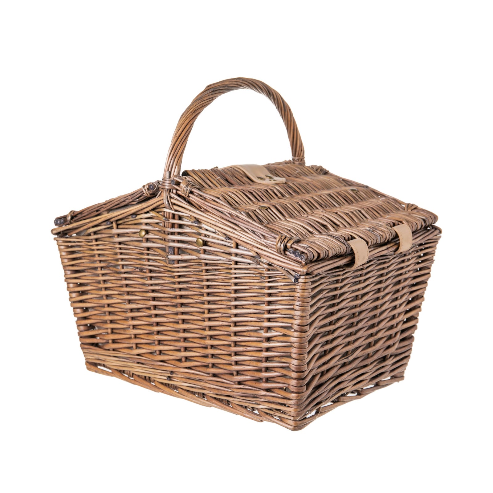 The vintage charm of this English style Piccadilly picnic basket is both delightful and practical. It boasts a handwoven willow wicker construction, double lid design, and natural cotton, full interior lining. It is conveniently filled with all you will need to add a touch of luxury to your outdoor eating.