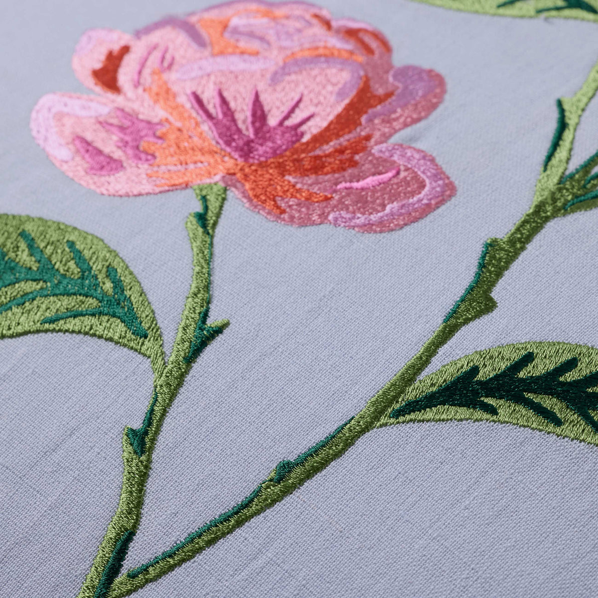 GARDEN ROSE EMBROIDERED PILLOW