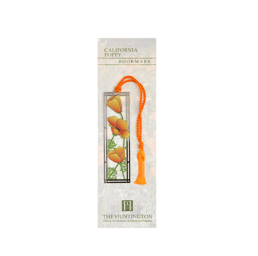 Show your appreciation for the California state flower, as well as keeping your place in your current read with this pretty metal bookmark, inspired by Elisabeth M. Hallowell's original artwork, California Poppy, ca. 1905. Exclusive to The Huntington Store Dimensions: 4" x 1", not including cord tassel.