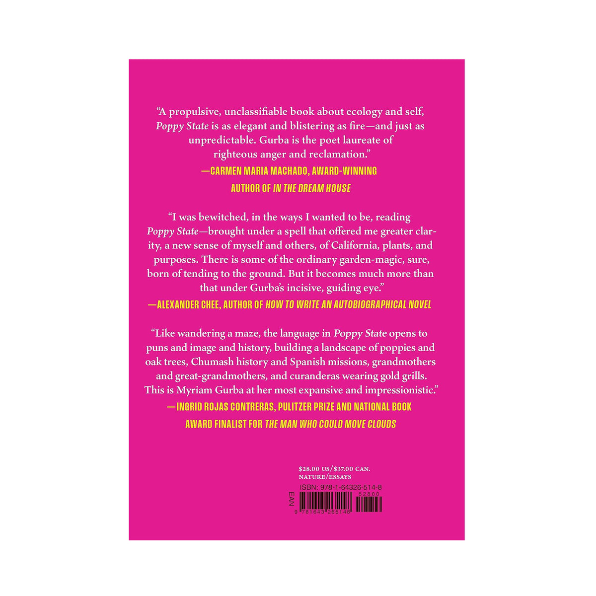 Book cover with pink background and white text on a white background