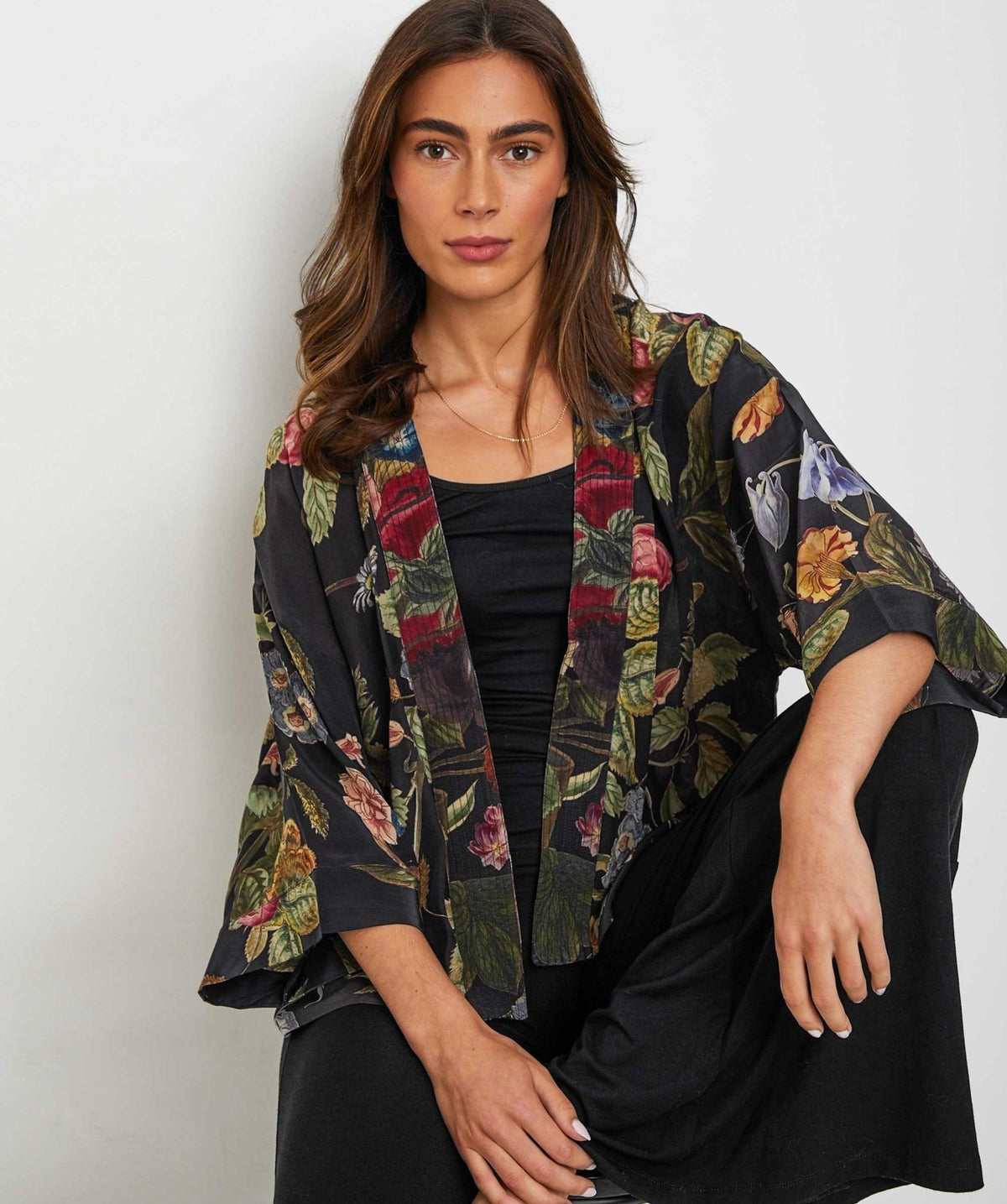 PRIMULA SHORT KIMONO - BLACK