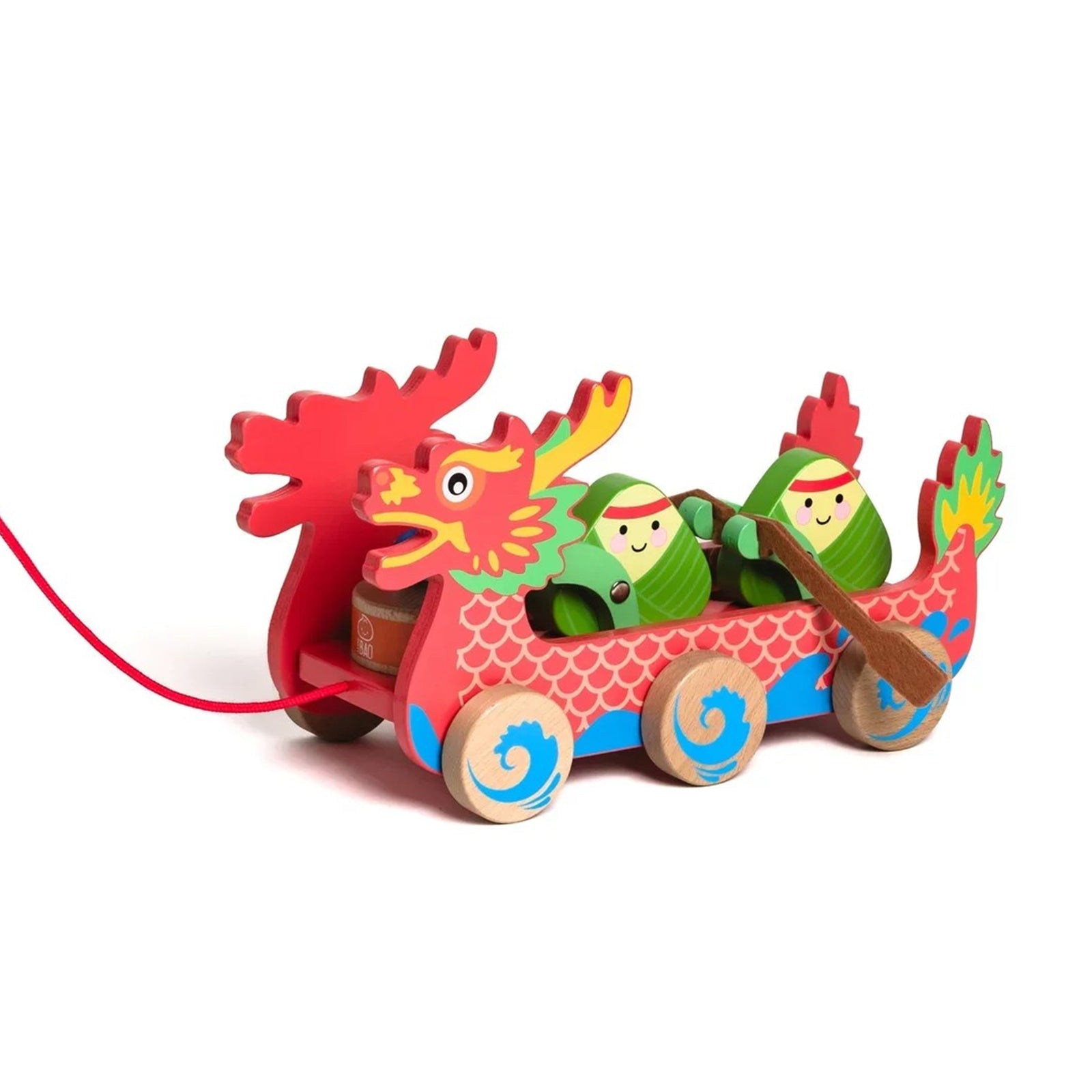 Colorful wooden toy with a Chinese Dragon Boat on a white background