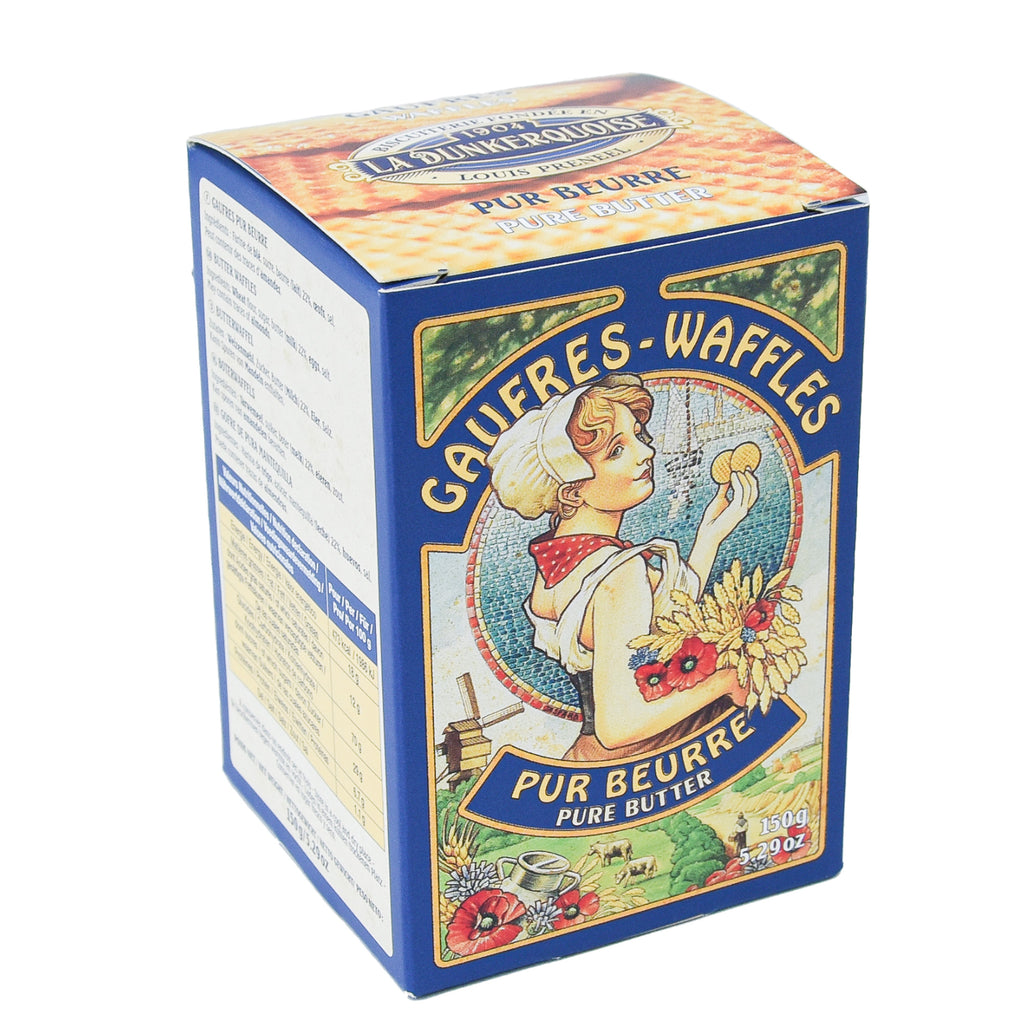 Let yourself be tempted by these fine pure butter waffles from the Biscuiterie La Dunkerquoise. These waffles can be enjoyed in a variety of ways. They can go wonderfully with chocolate spread, ice cream or even with a little touch of whipped cream.  May contain traces of nuts. 5.29 oz.