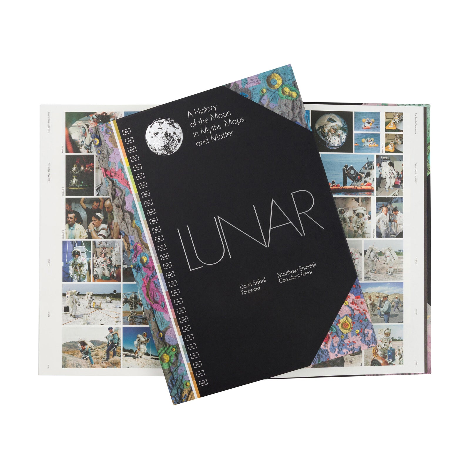 Book titled 'Lunar' with a collage of images on the cover and spine.