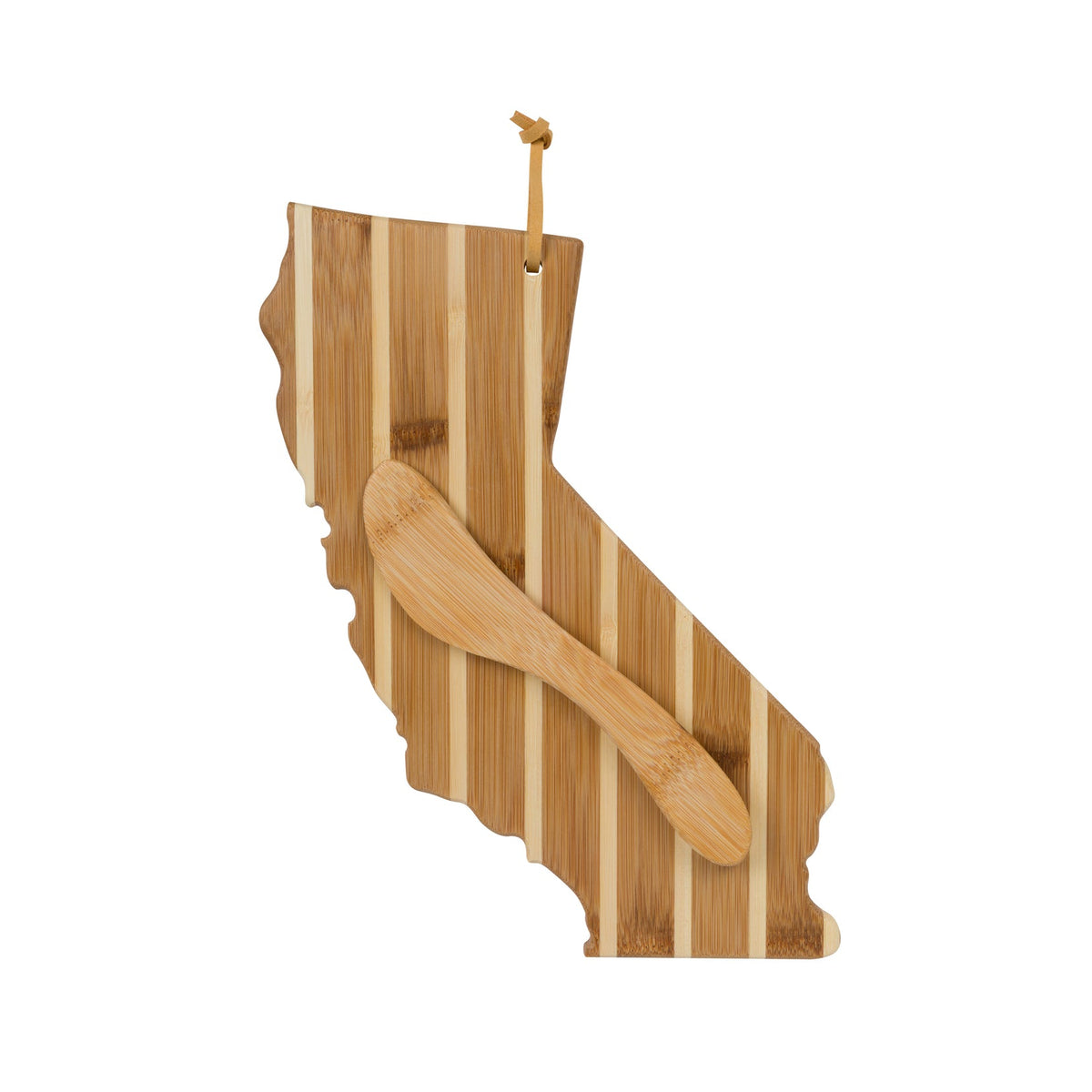 Wooden cutting board shaped like the state of California.