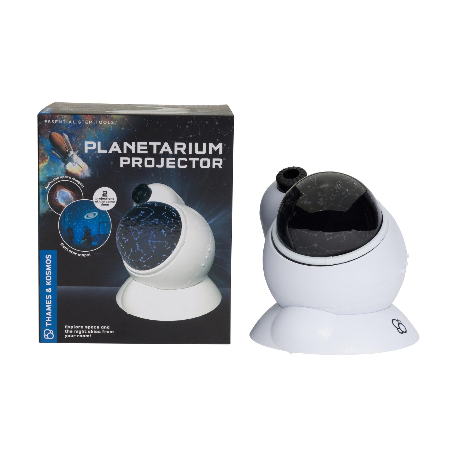Planetarium projector with packaging on a white background