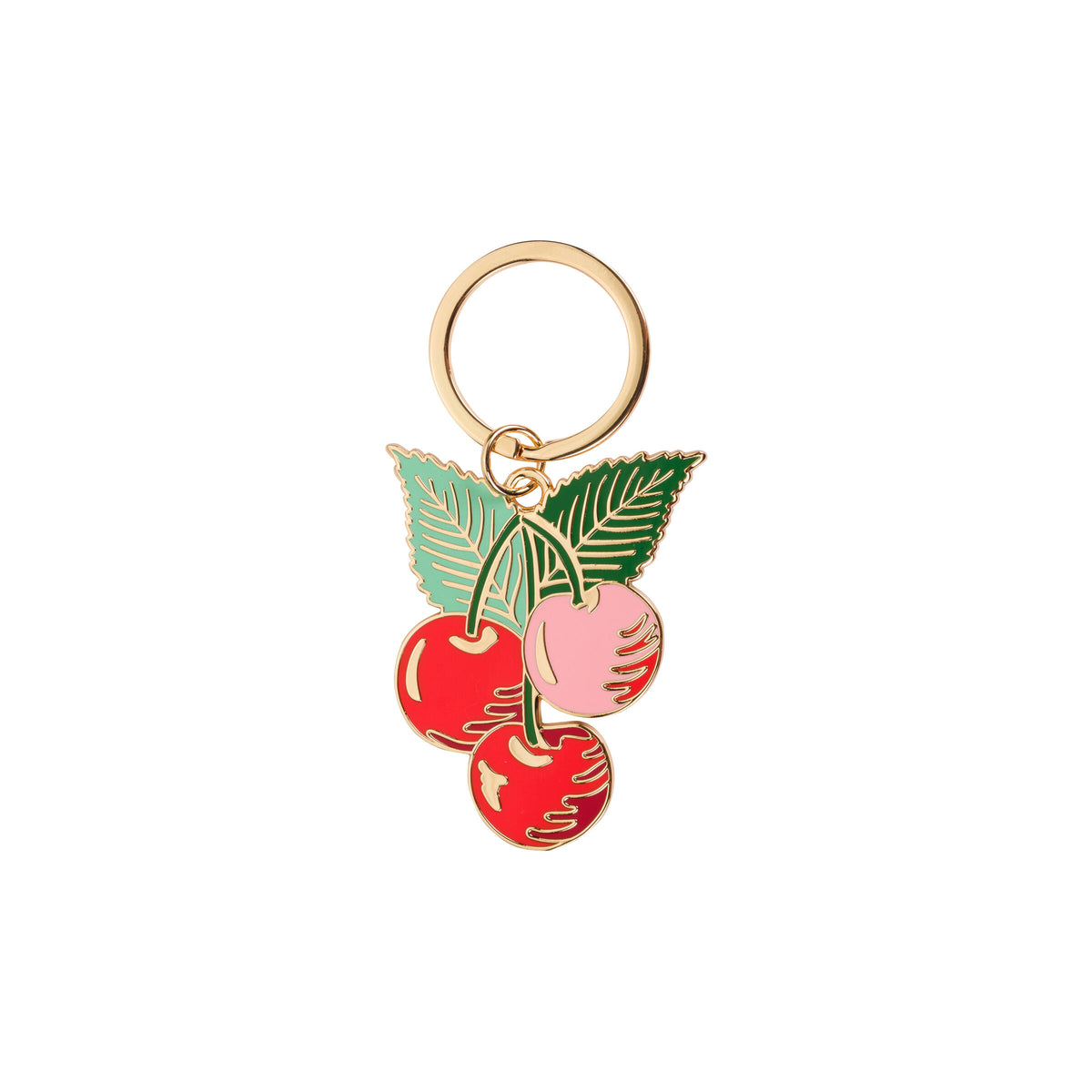 Keychain with cherry design on a white background