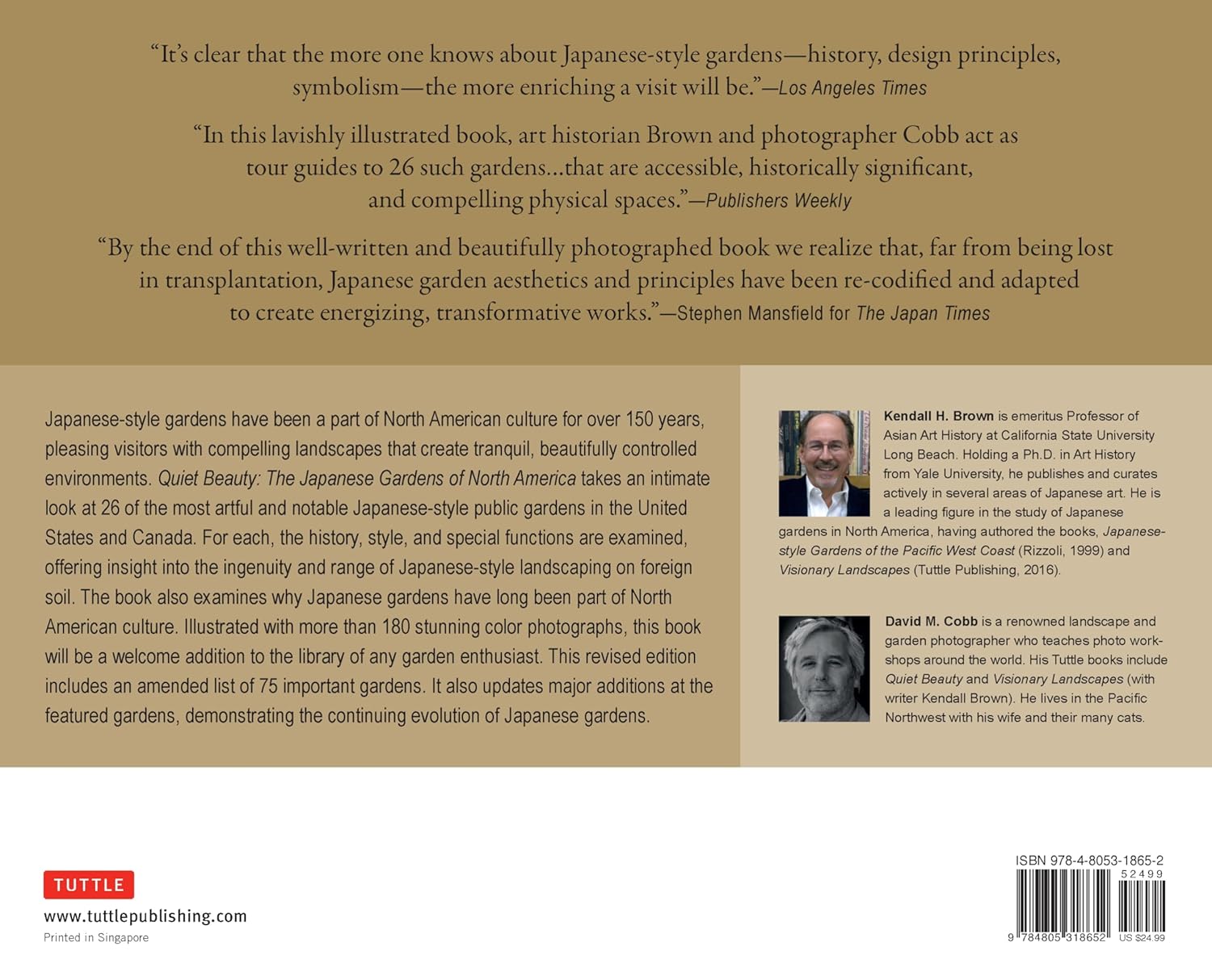 Cover of the book 'Quiet Beauty - The Japanese Gardens of North America' featuring a photograph of a Japanese garden with a bridge, pond, and lantern.