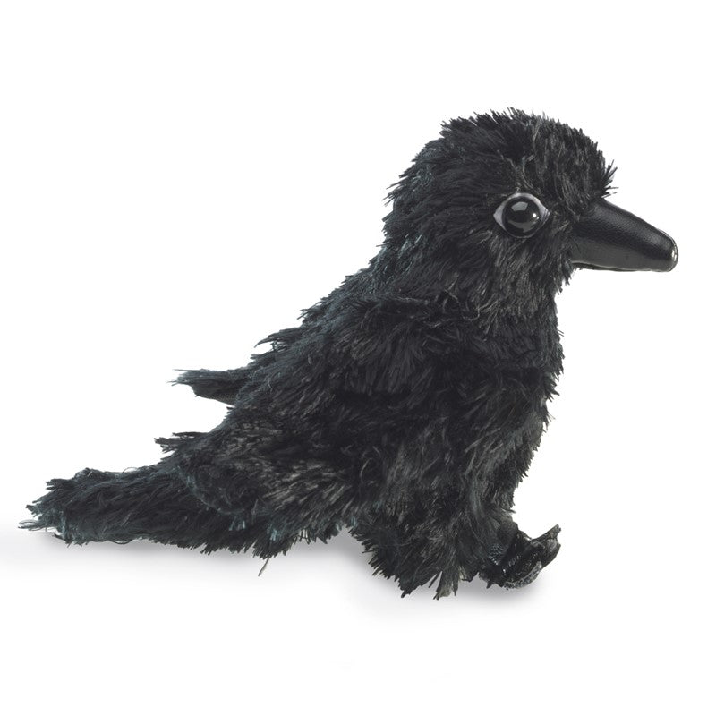 Complete with fuzzy soft wings and reflective eyes, this all-black mini puppet is a perfect little representation of this iconic bird. Known to be extremely smart and excellent flyers, this raven will be a wonderful companion for imaginary play. 7 x 3 x 5 1/2".