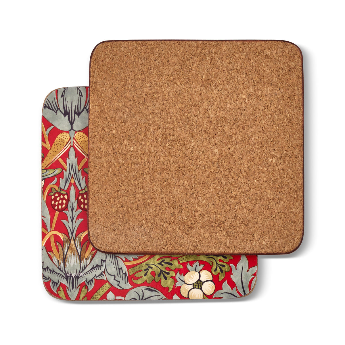RED STRAWBERRY THIEF COASTERS - SET OF SIX