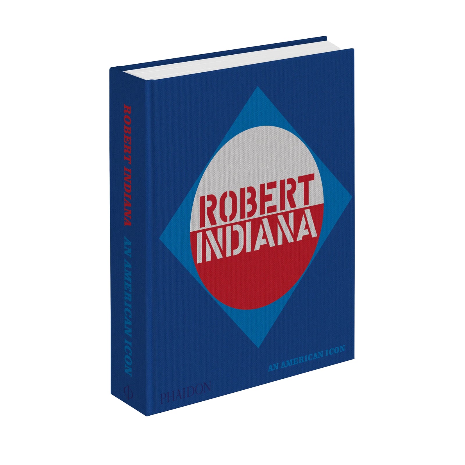 A hardcover book titled 'Robert Indiana: An American Icon' by Robert C. Gibson, featuring a blue cover with a red and white circular graphic on a white background.