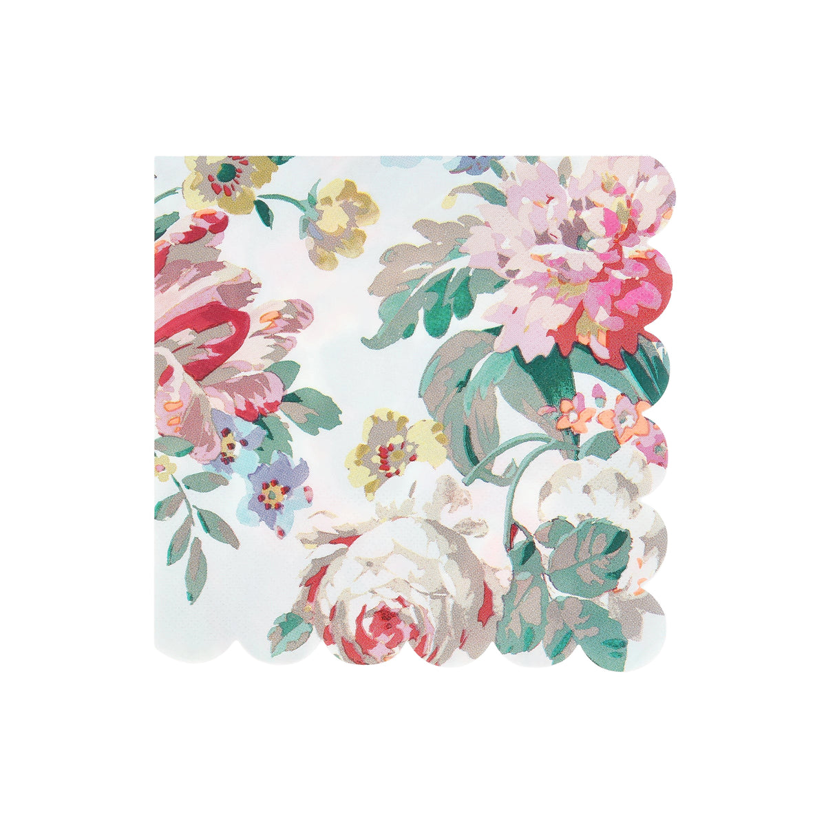 Floral patterned  paper napkin on a white background