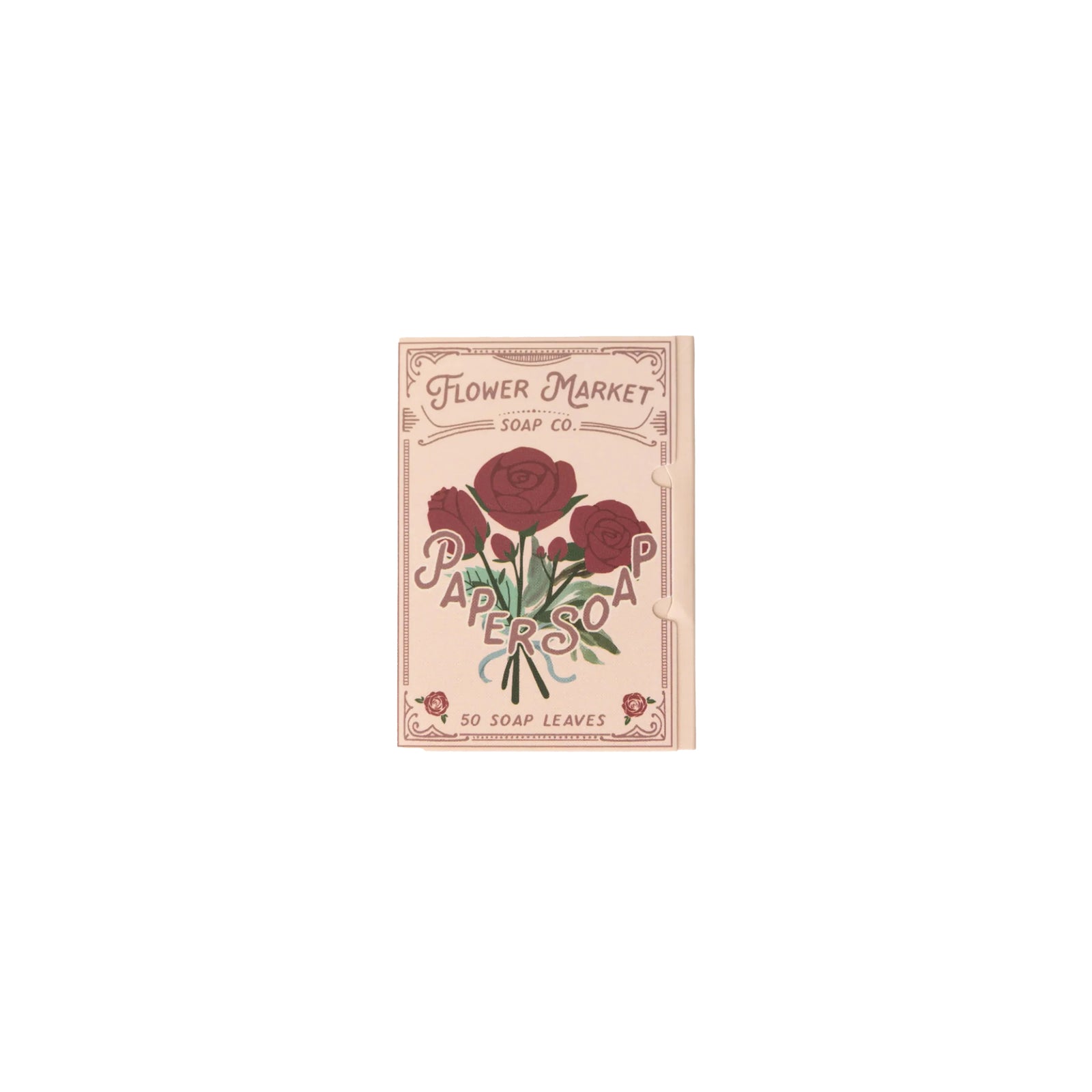 Flower Market Soap Co. packaging with roses on a white background