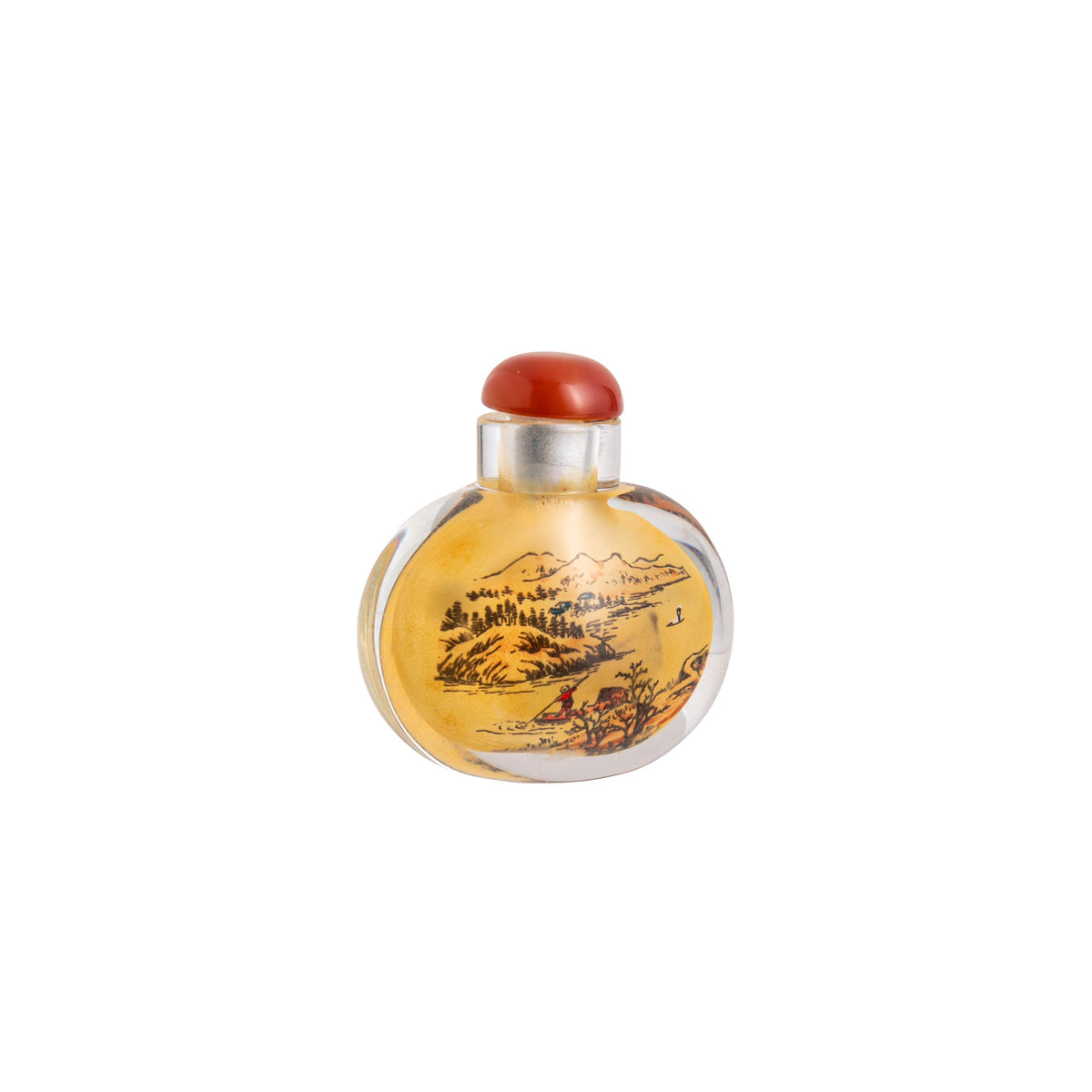 RURAL LANDSCAPE REVERSE PAINTED GLASS SNUFF BOTTLE