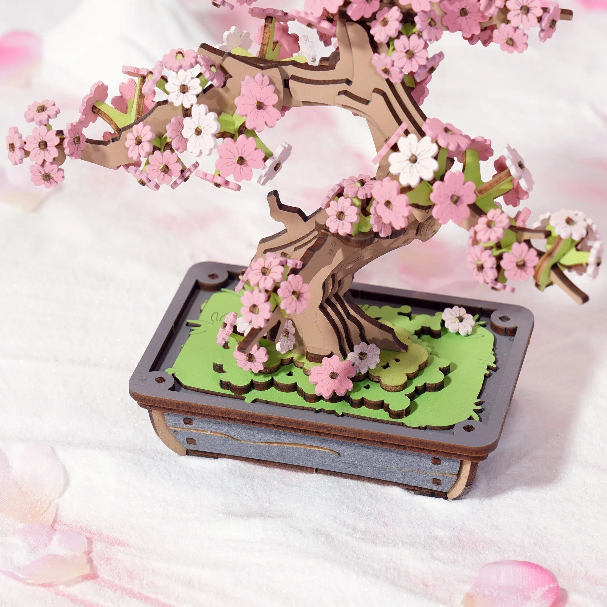bonsai tree pink Hands Craft 3D Wooden Puzzle