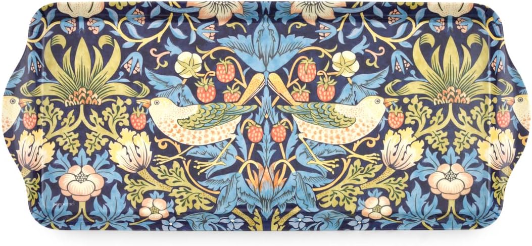Serve up tea sandwiches or lunch in style with this elegant and durable Pimpernel Strawberry Thief Blue Sandwich Tray. The beautifully styled tray features the Morris & Co blue Strawberry Thief print. 15.3 x 7.9 x 0.2" Melamine