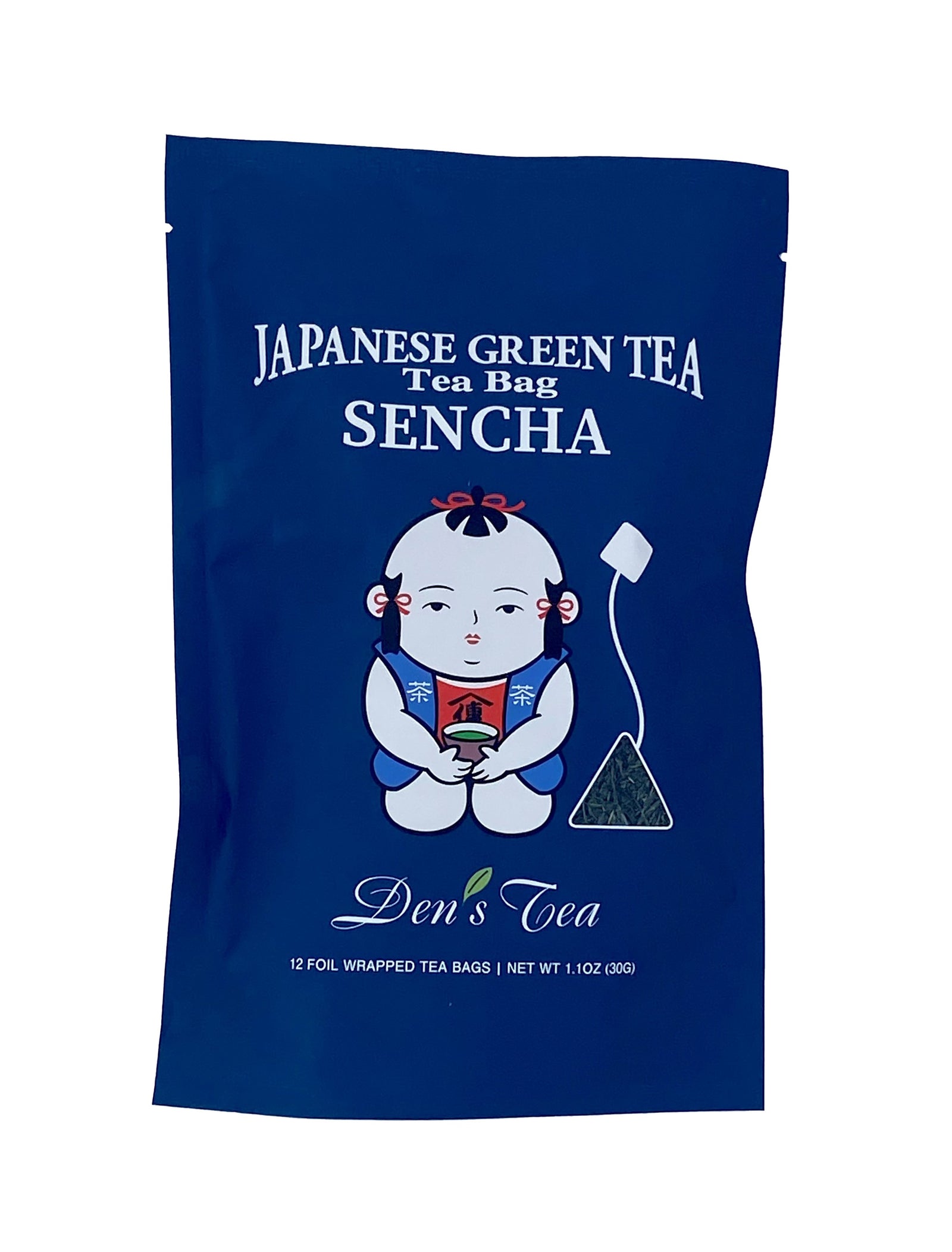 Sencha is the most popular tea in Japan. The top parts of the tea leaves and buds are used to produce Sencha. It is enjoyed for its delicate sweetness, mild astringency and flower-green aroma. 12 foil-wrapped tea bags Origin: Shizuoka, Japan Net weight: 1.1 oz