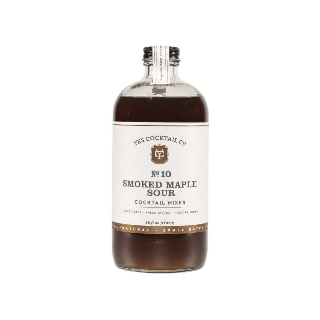 This smoked maple sour mix complements all your favorite spirits with smoky sophistication. Perfect for those late-night fireside chats you hope never end. Rich Maple - Fresh Citrus- Hickory Smoke. Non-alcoholic cocktail mixer All natural, no corn syrup, small batch, no preservatives Made in California 16 fl oz.