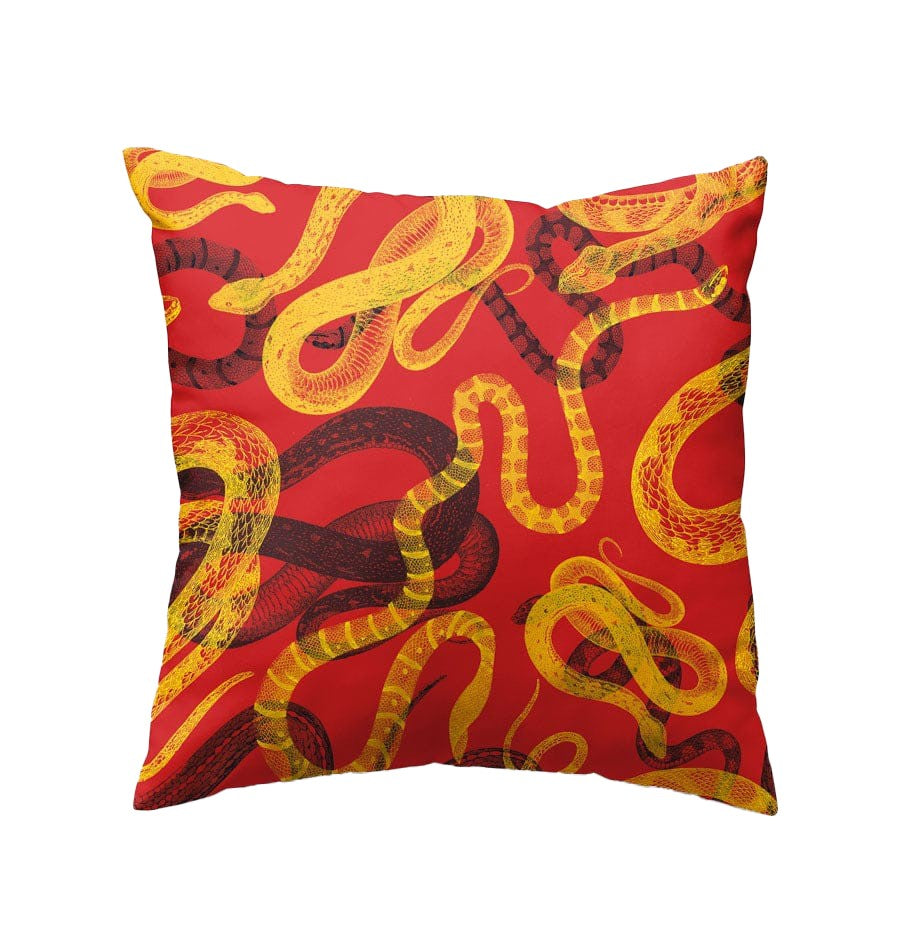 Add this bold red, black and yellow snake pillow cover to your home's decor and show off your appreciation for the world of herpetology. 