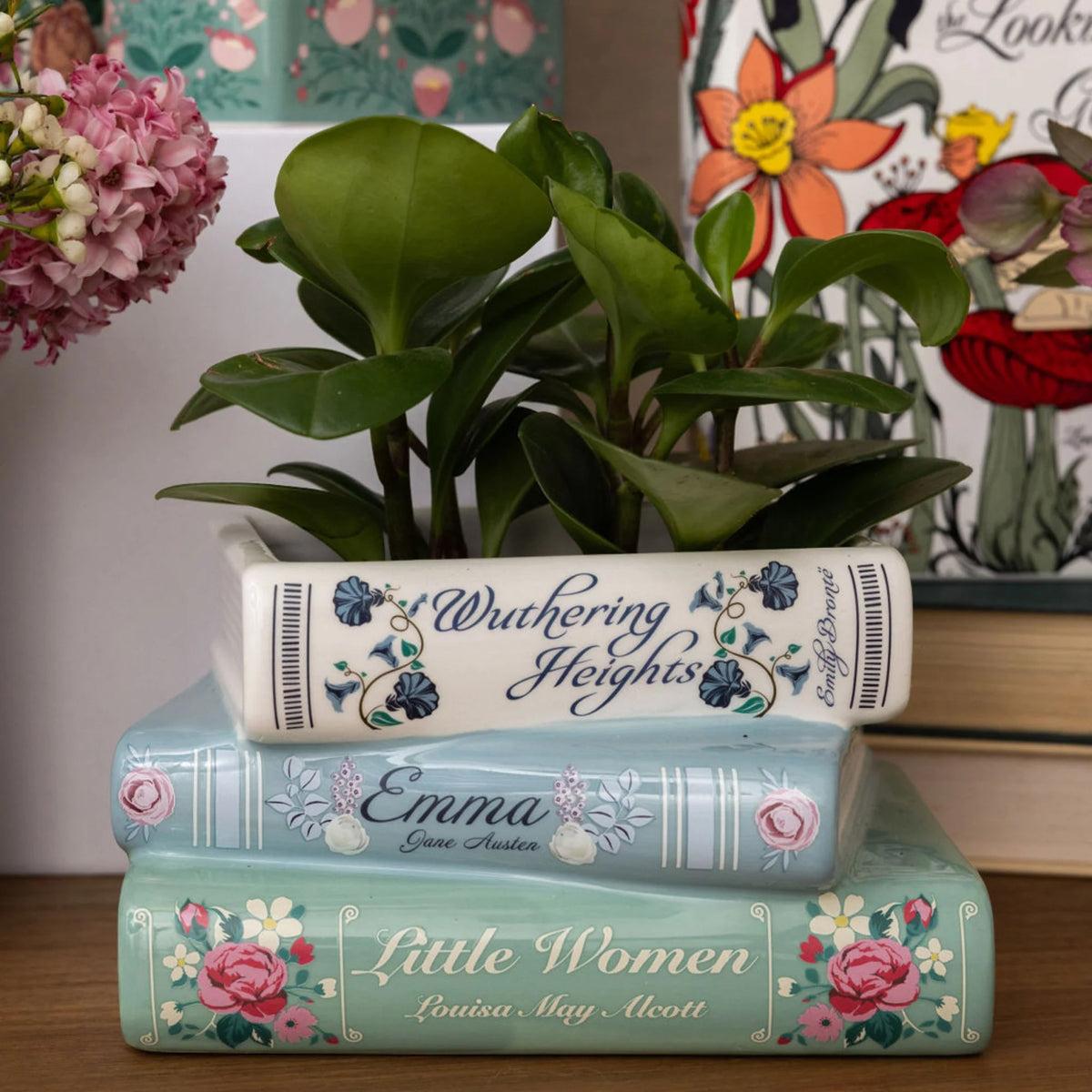 STACKED CLASSIC BOOKS PLANTER