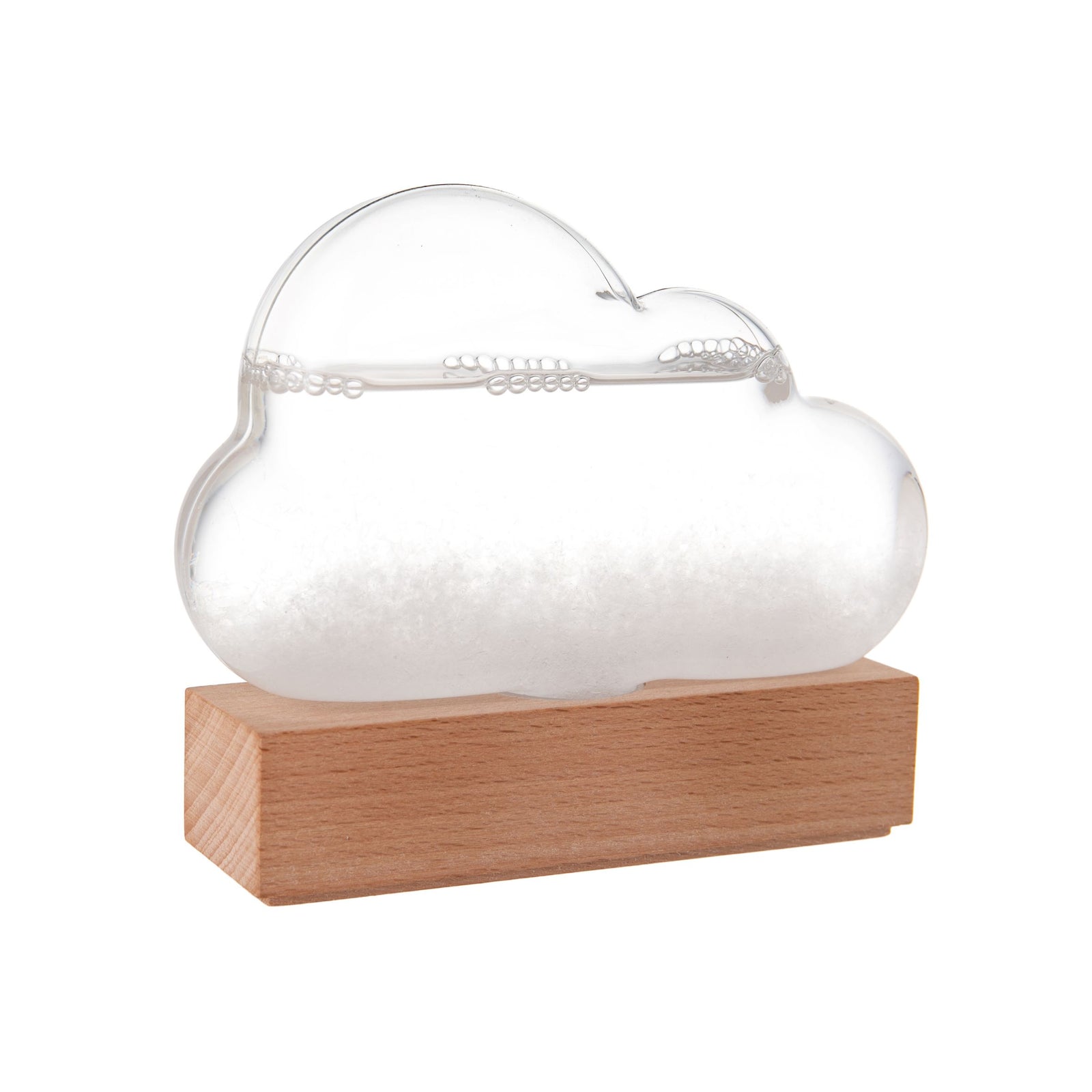 In the 1860s, Admiral Robert Fitzroy popularized the storm glass, which promised to predict storms on the high seas. A modern twist on this classic device, the Storm Cloud is an age-old way of seeing what the weather has in store. The special liquid inside crystallizes to indicate changes in weather. 7.1 x 3.15 x 7.85.