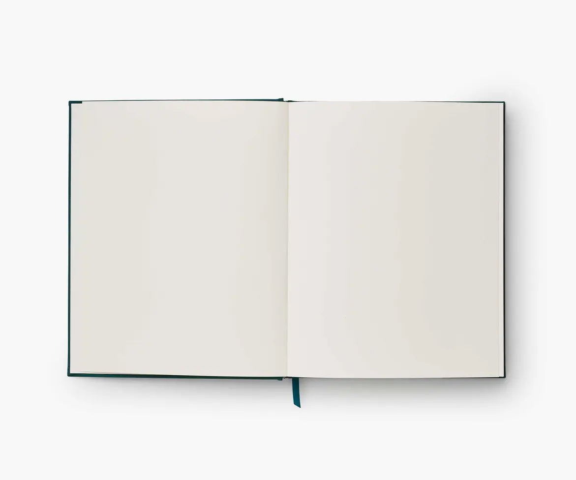 Large embroidered sketchbook journal. Hardcover with 108 unlined pages of thick paper perfect for sketching, drawing, and journaling. The cover is wrapped in dark green book cloth and embroidered with a Strawberry Fields design featuring wildflowers and strawberries.10.25" L × 8.25". 