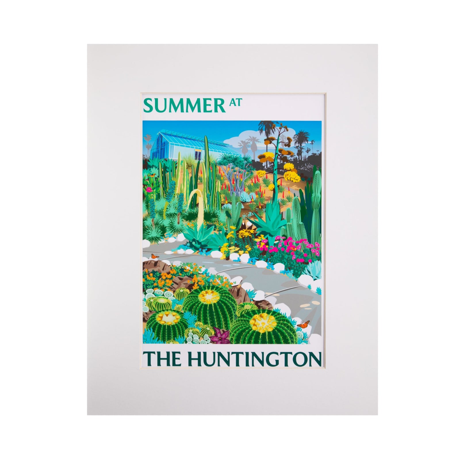 Poster for 'Summer at The Huntington' with a colorful illustration of a garden.