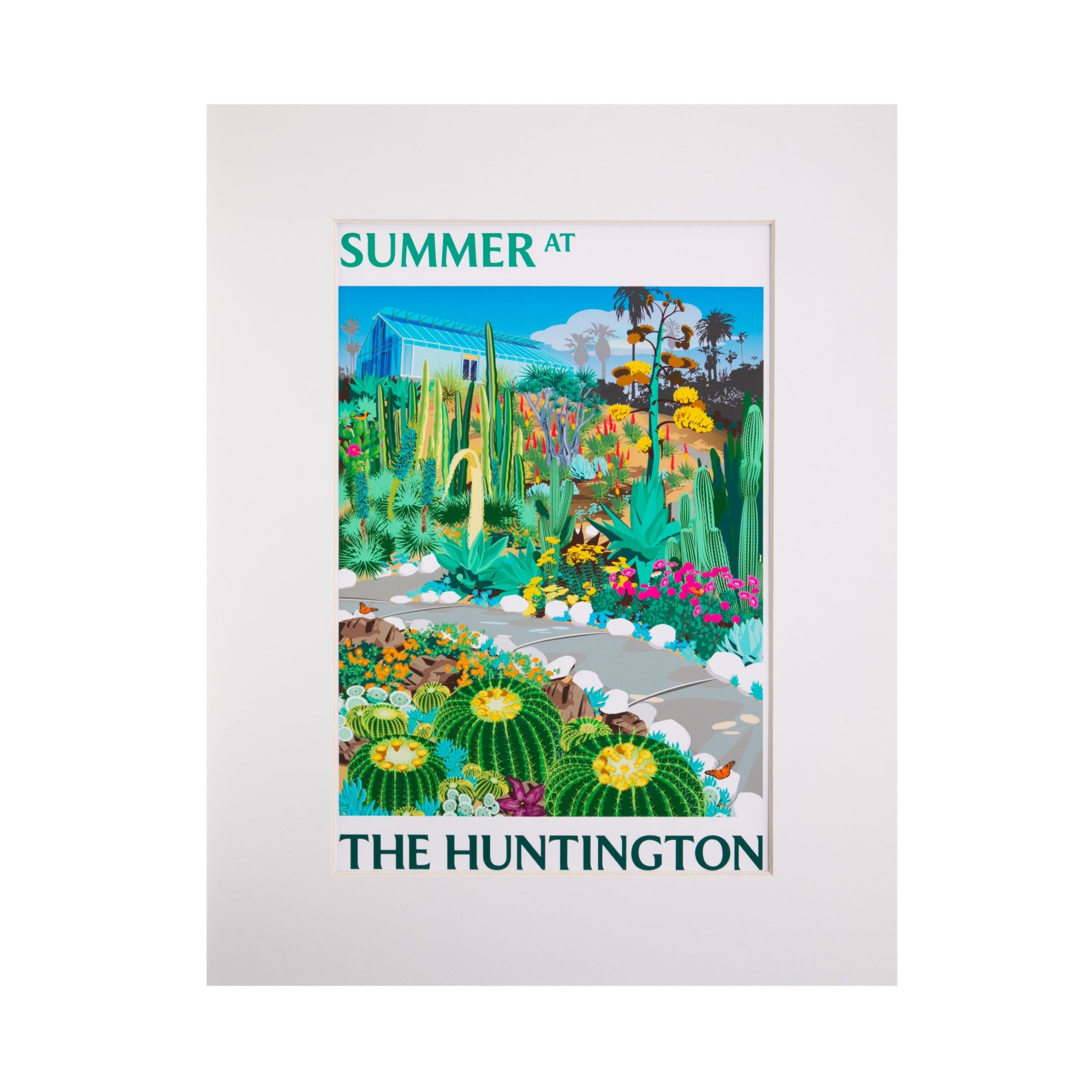 Poster for 'Summer at The Huntington' with a colorful illustration of a garden.