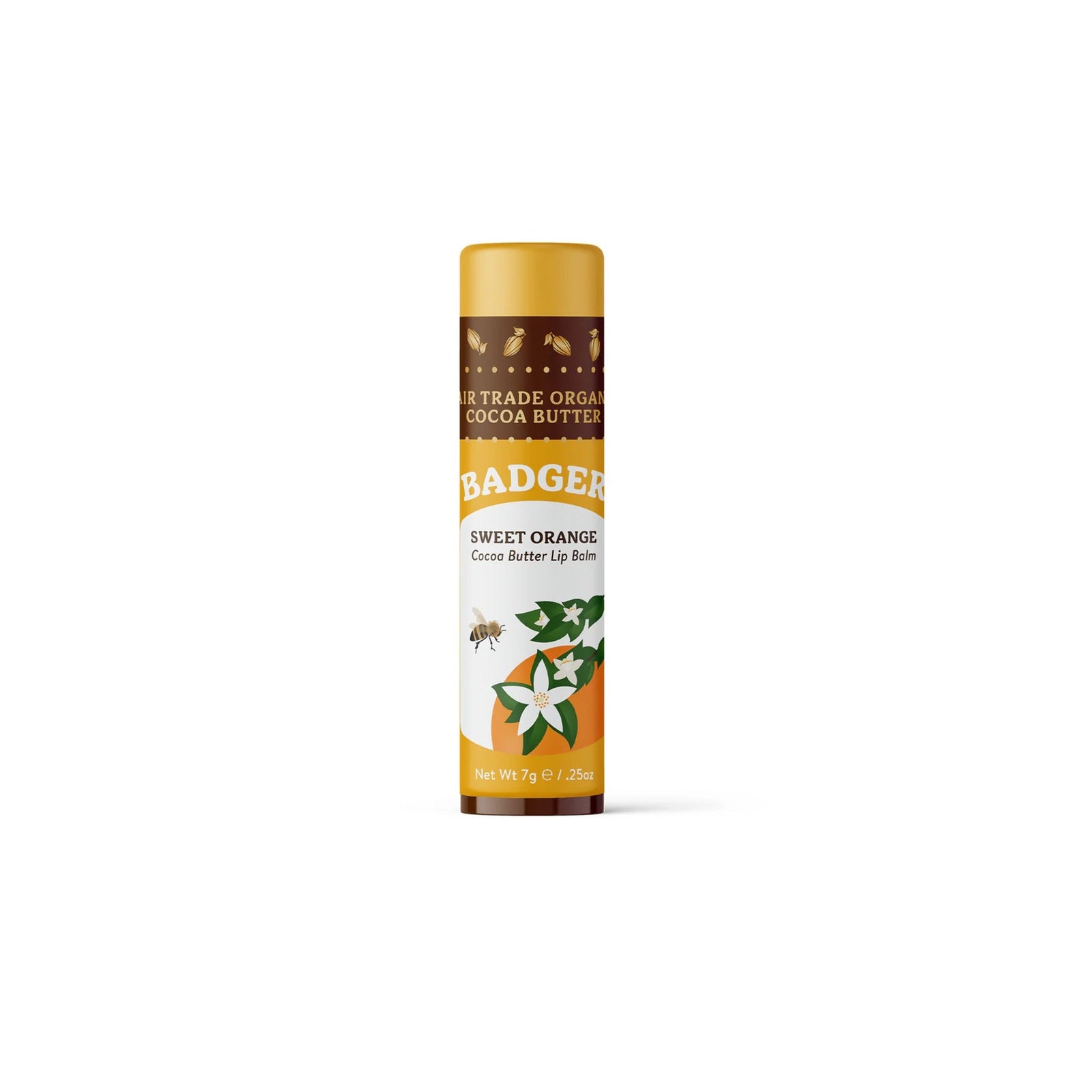 Sweet Orange Lip Balm with a visible brand label on a white background