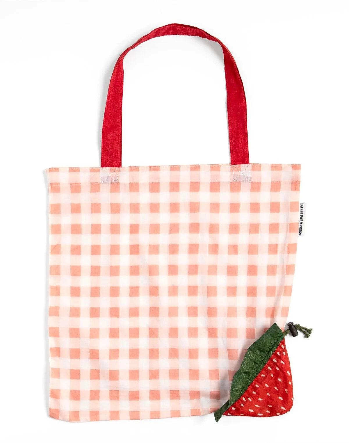 Embrace eco-friendly shopping with this sweet strawberry packable tote bag. This roomy, versatile tote is made from lightweight, durable fabric, making it perfect for berry picking and farmers markets. Its clever foldable design allows for easy transport, fitting neatly into your purse or glove compartment for spontaneous shopping trips.