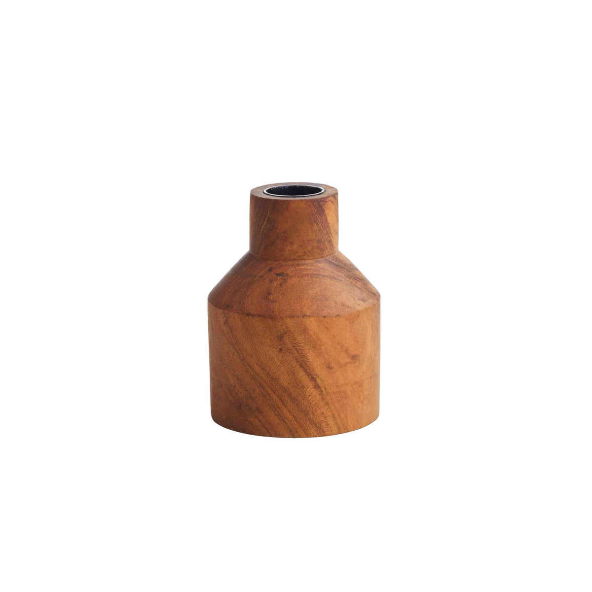 Wooden candle holder on a white background