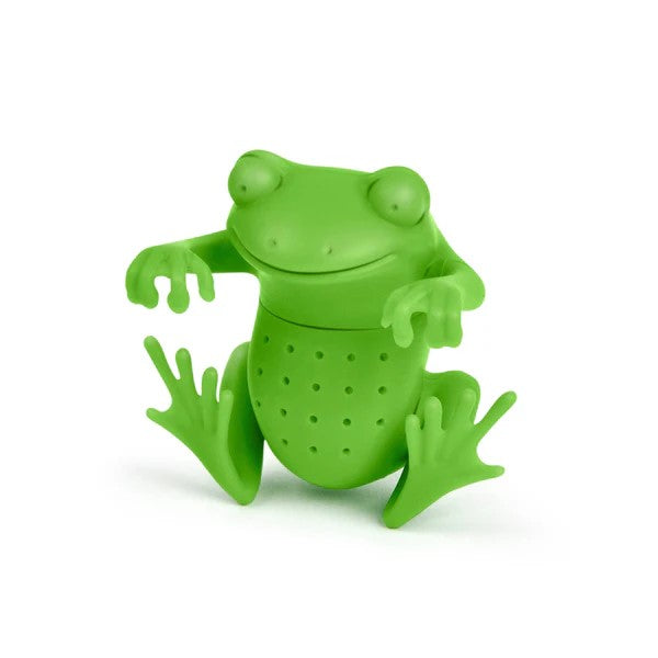 Hippi-tea, hoppi-tea. Heighten your tea experience by leaps and bounds with this unfrogettable tea infuser! Fill the Tea Frog with your favorite loose-leaf tea, hang it on the rim of your teacup or mug, and enjoy his ribbiting company. Tea Frog is constructed from heat-resistant, BPA-free silicone and is microwave and dishwasher safe.