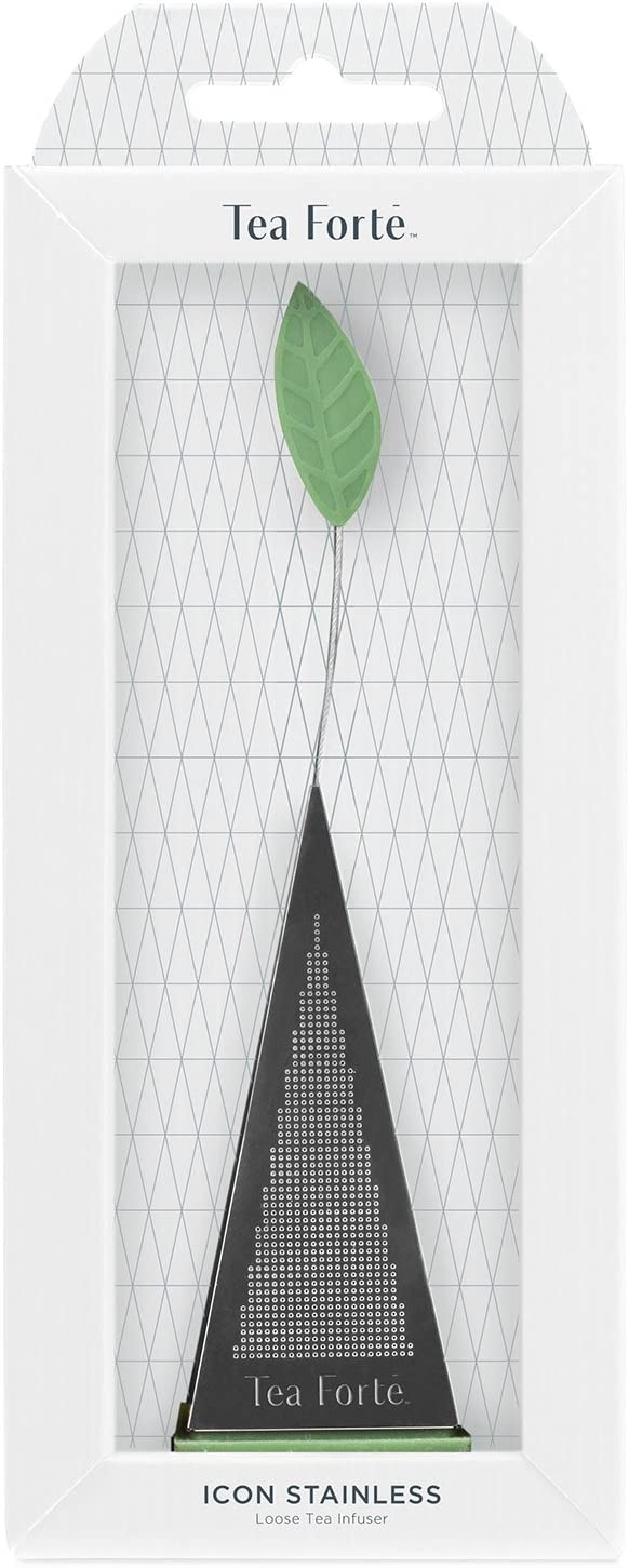 Steep your favorite teas in style with this pyramid-shaped loose tea infuser. Simply open the base and add loose tea, pull the heat-resistant silicone leaf to close, pressing the base into the infuser; place the infuser in your cup, pour hot water, steep and enjoy Size: 7.9 x 3 x 1.5 inches.