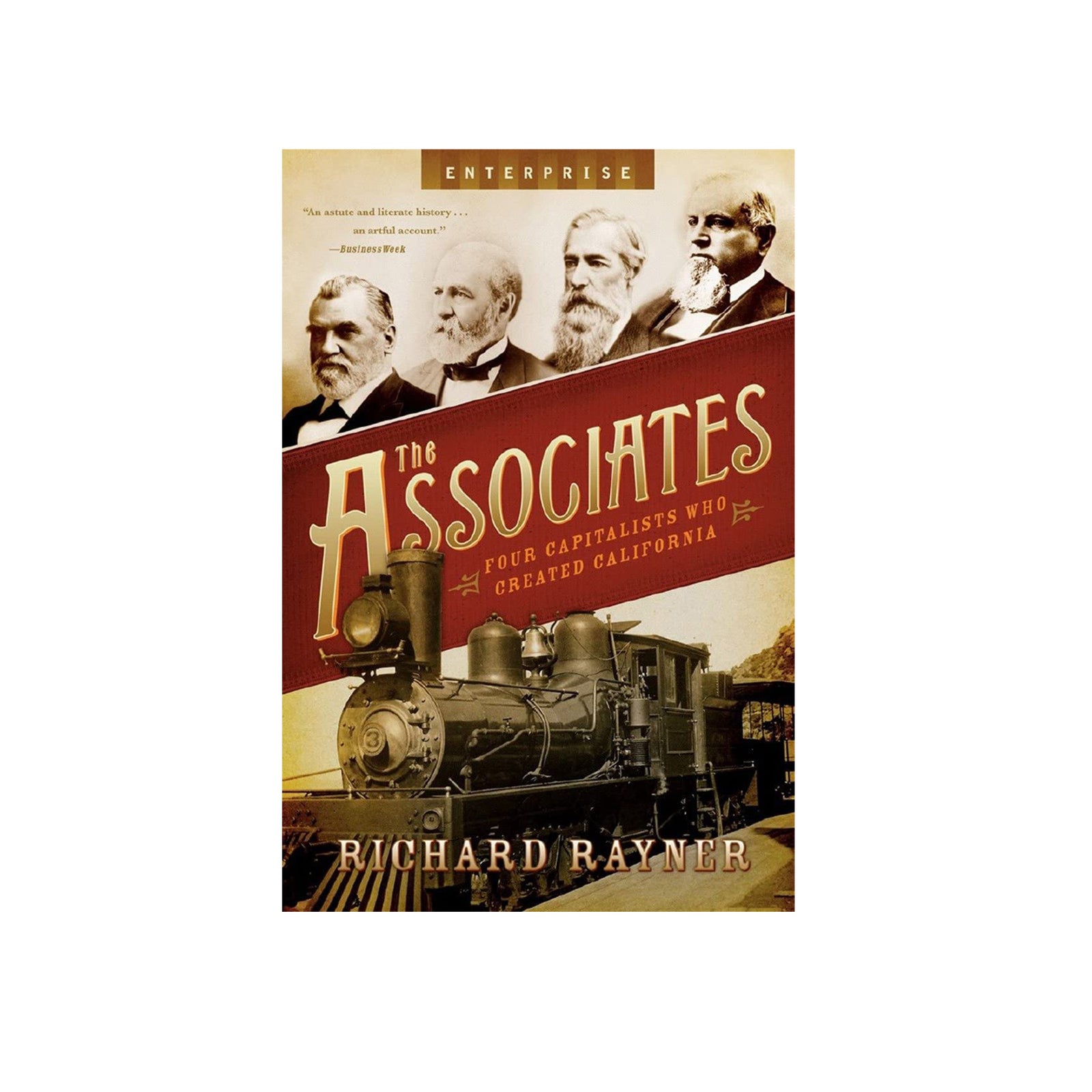 Book cover of 'The Associates' by Richard Rayner featuring historical images and a steam locomotive.
