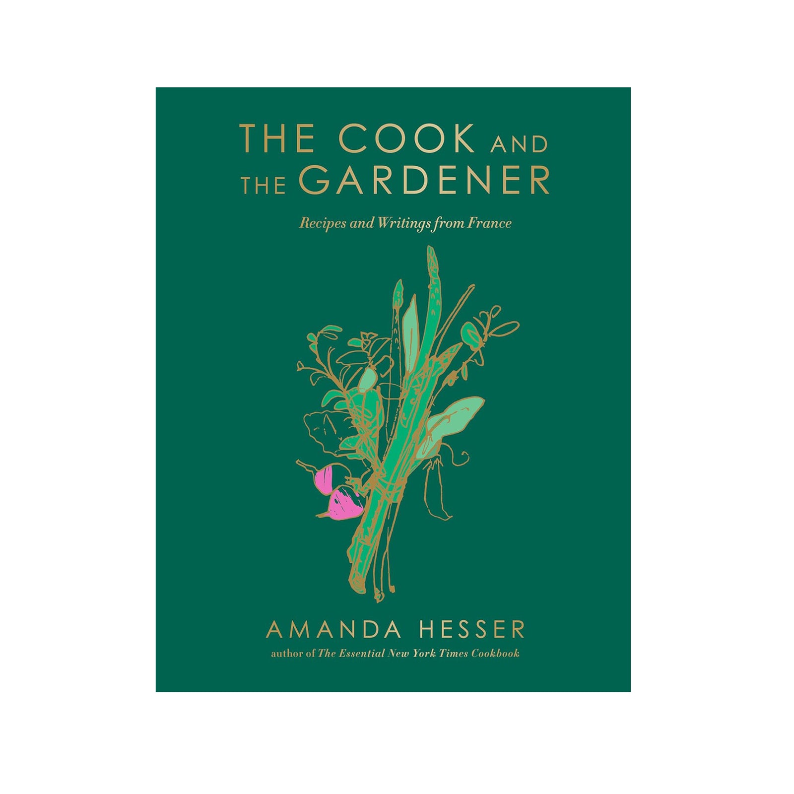 Book cover of 'The Cook and The Gardener' with green background and botanical illustration.