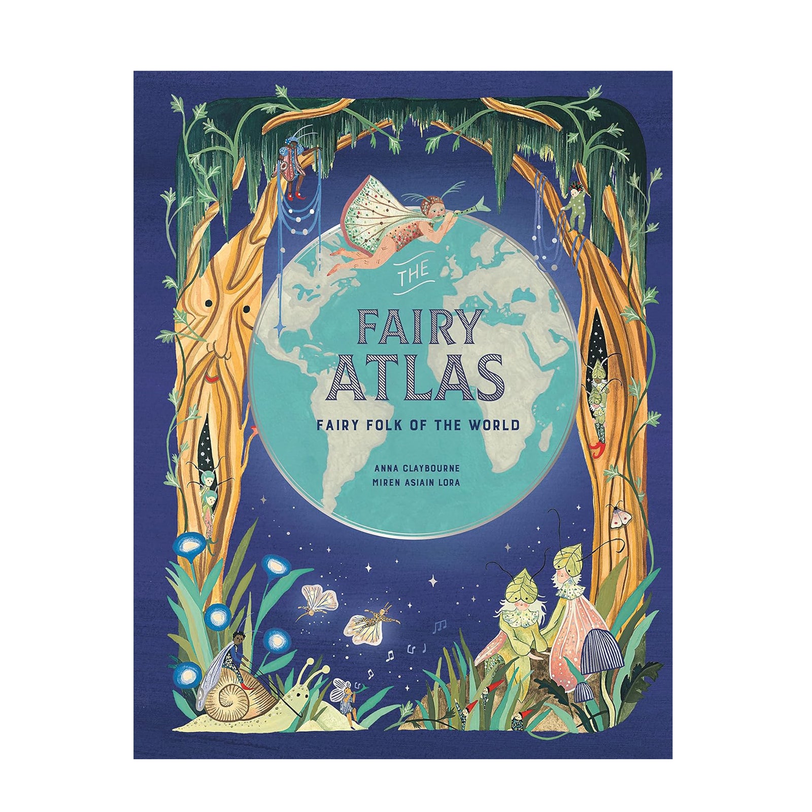 Cover of 'The Fairy Atlas' with fairy illustrations and a world map.