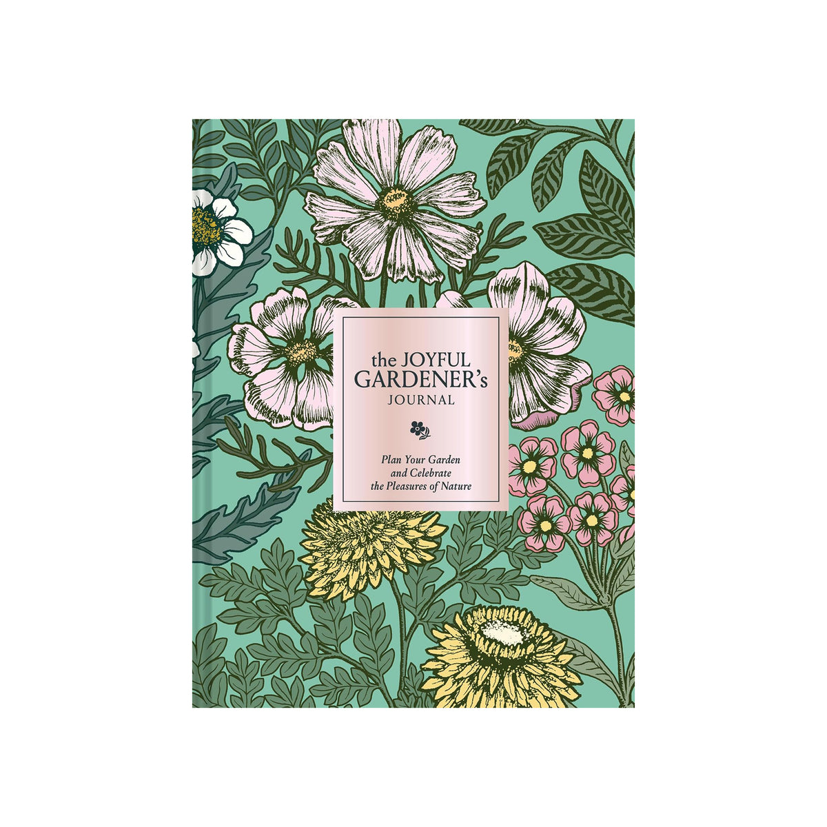 Floral design notebook titled 'The Joyful Gardener's Journal' on a white background