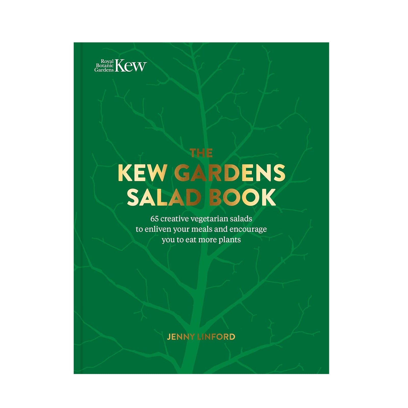 Book cover of 'The Kew Gardens Salad Book' with green background and leaf design.