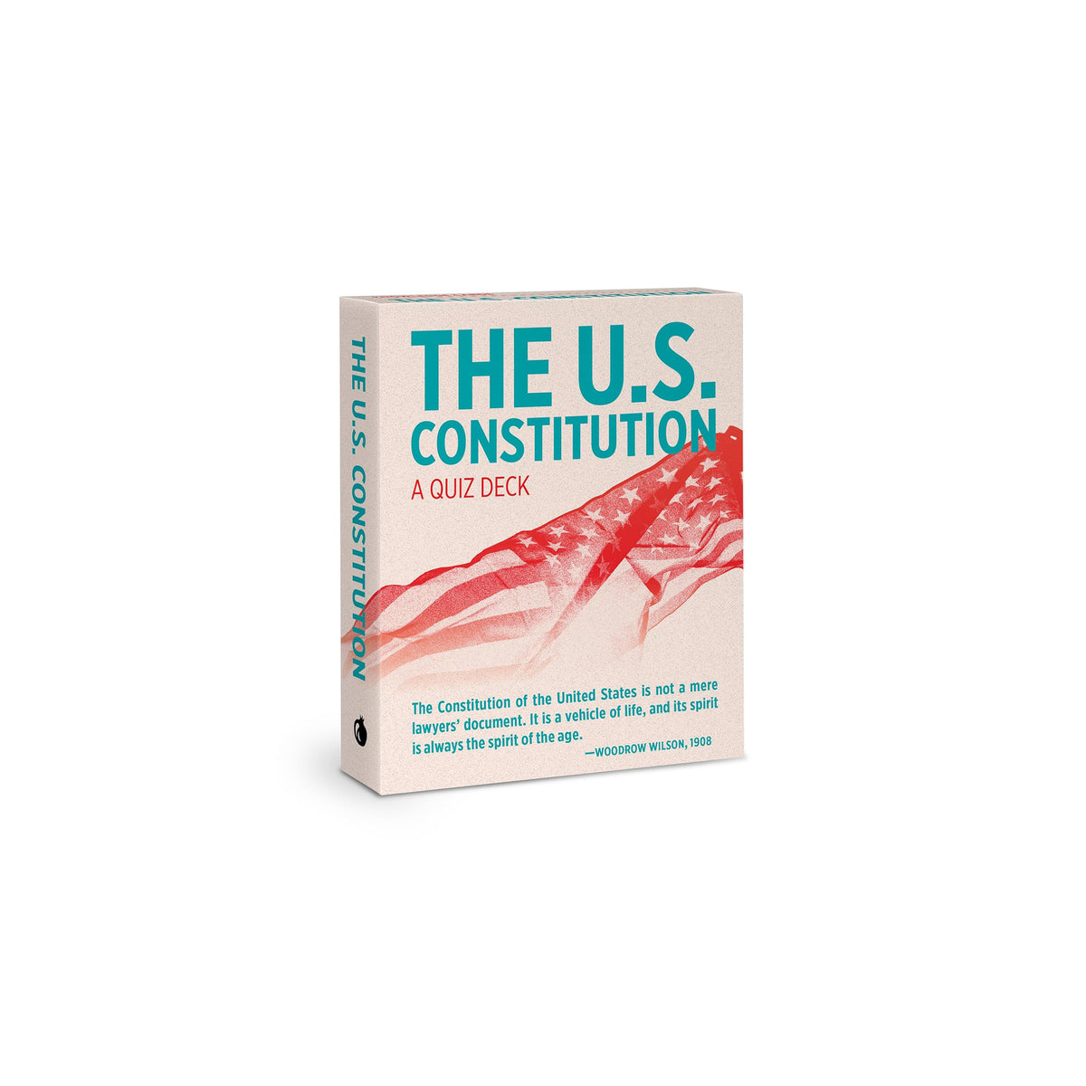 Card deck entitled 'The U.S. Constitution: A Quiz Deck' with a red ribbon design on a white background