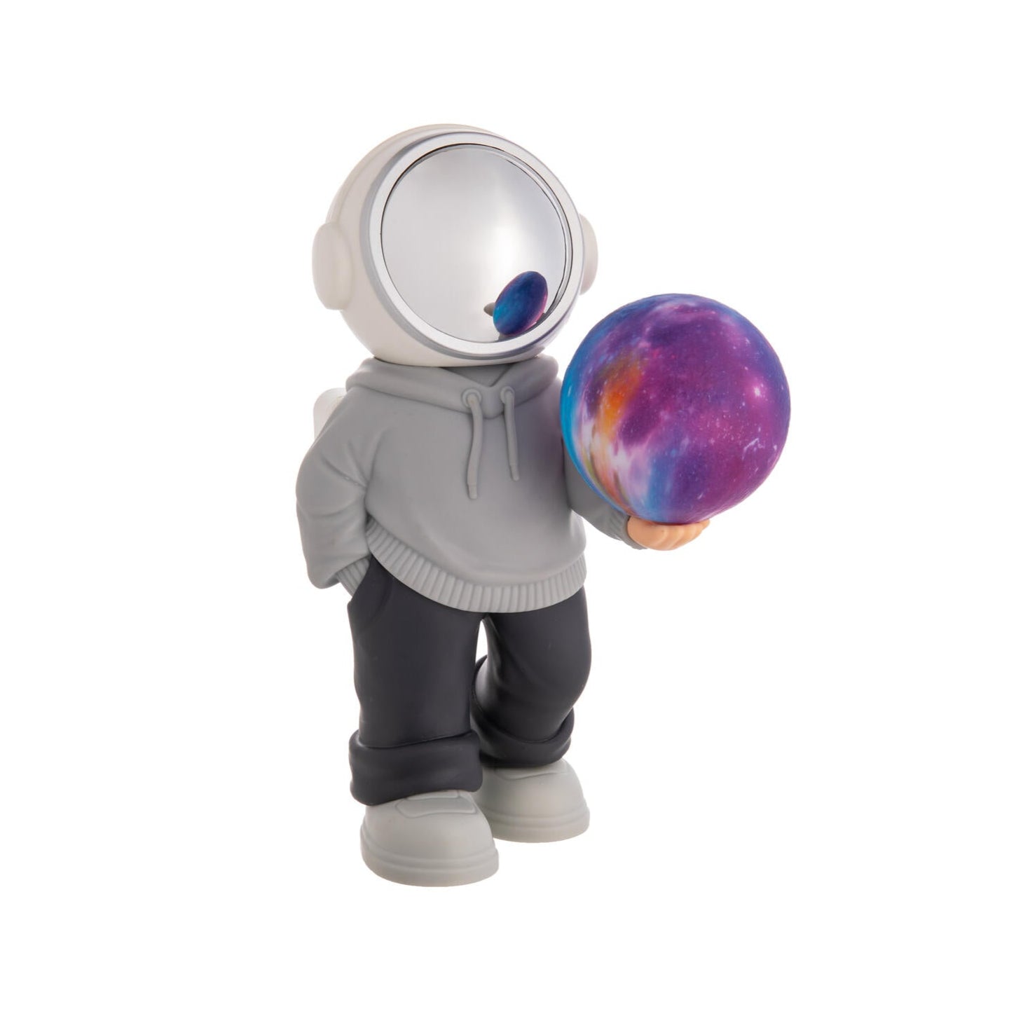 Take your music to galactic heights with this fun and functional Astronaut Wireless Speaker. This Bluetooth speaker delivers high-quality sound while lighting up the room with a vibrant, color-changing planet LED display. This statement-making speaker is perfect for desks, dorm rooms, barbecues, parties, and more.